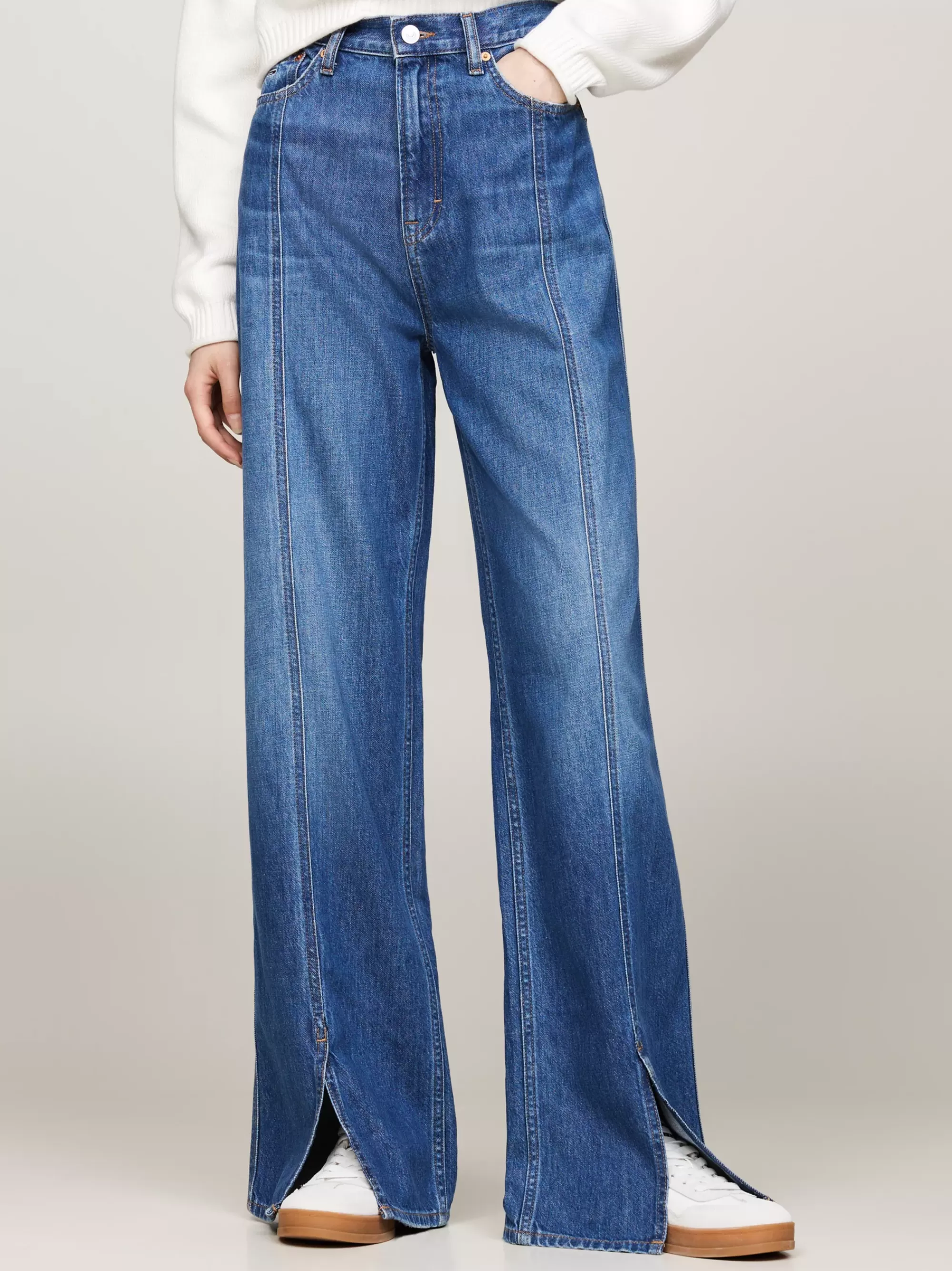 Jeans*Tommy Hilfiger Claire Wijde Jeans Met Split Aan De Voorkant DENIM MEDIUM
