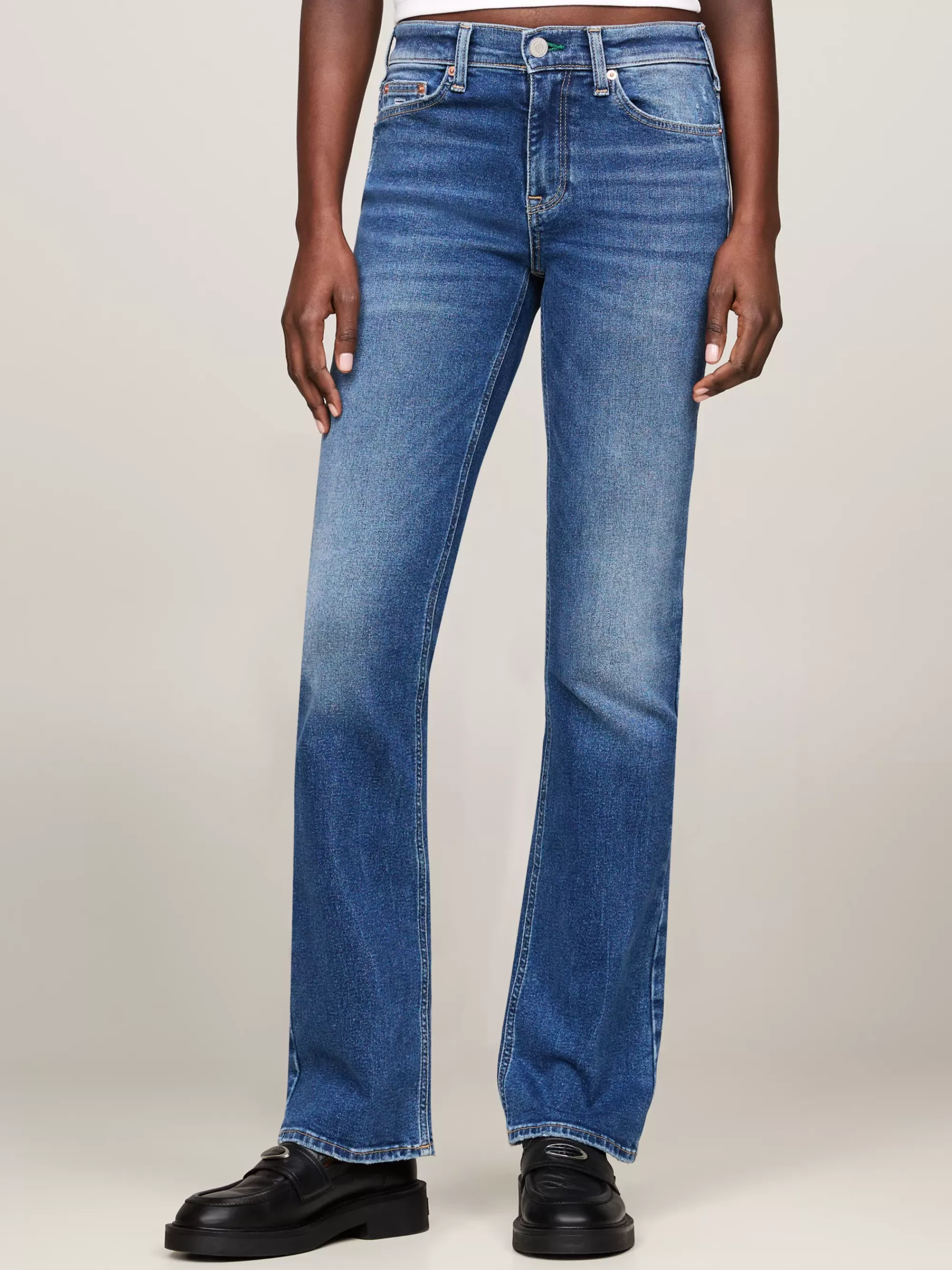 Jeans*Tommy Hilfiger Classic Bootcut Mid Rise Distressed Jeans DENIM MEDIUM