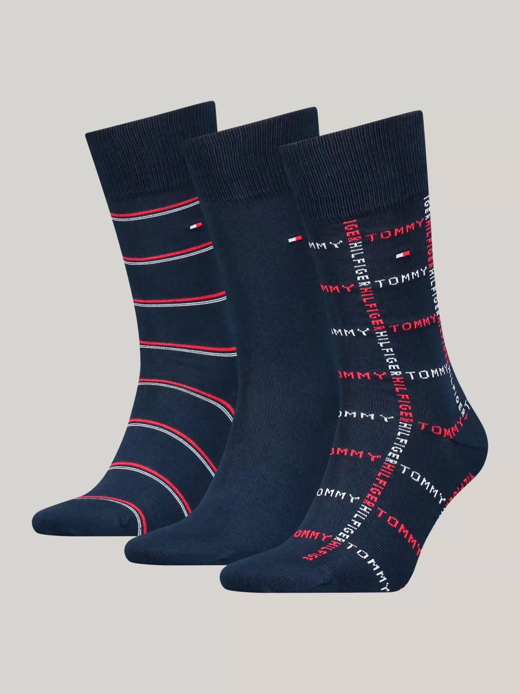 Sokken*Tommy Hilfiger Classics Cadeaubox Met 3 Paar Gestreepte Sokken NAVY