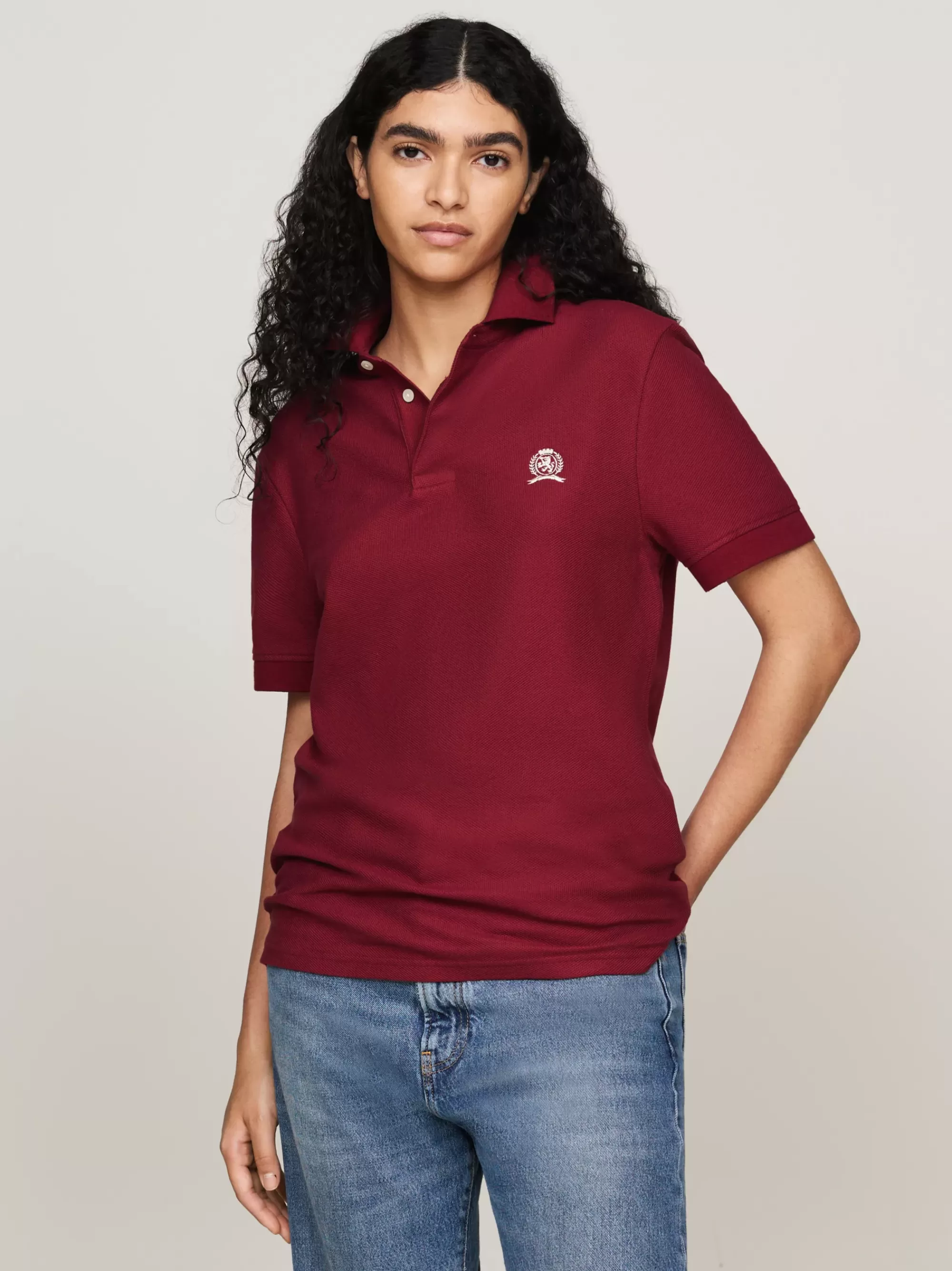 Polo's*Tommy Hilfiger Classics Regular Polo Met Geborduurd Embleem ROUGE