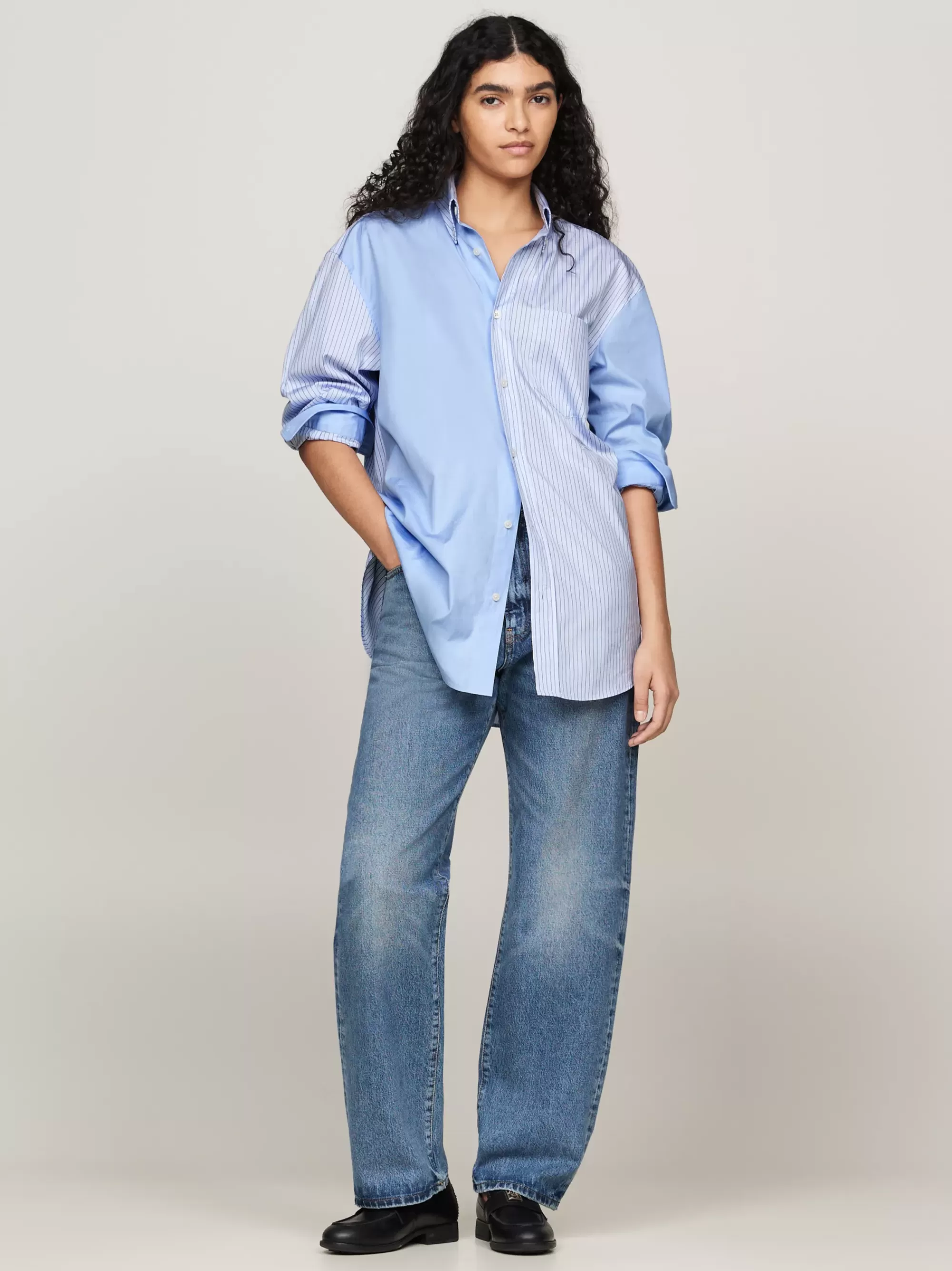 Blouses & Overhemden*Tommy Hilfiger Colour-blocked Gestreept Overhemd Met Embleem VESSEL BLUE