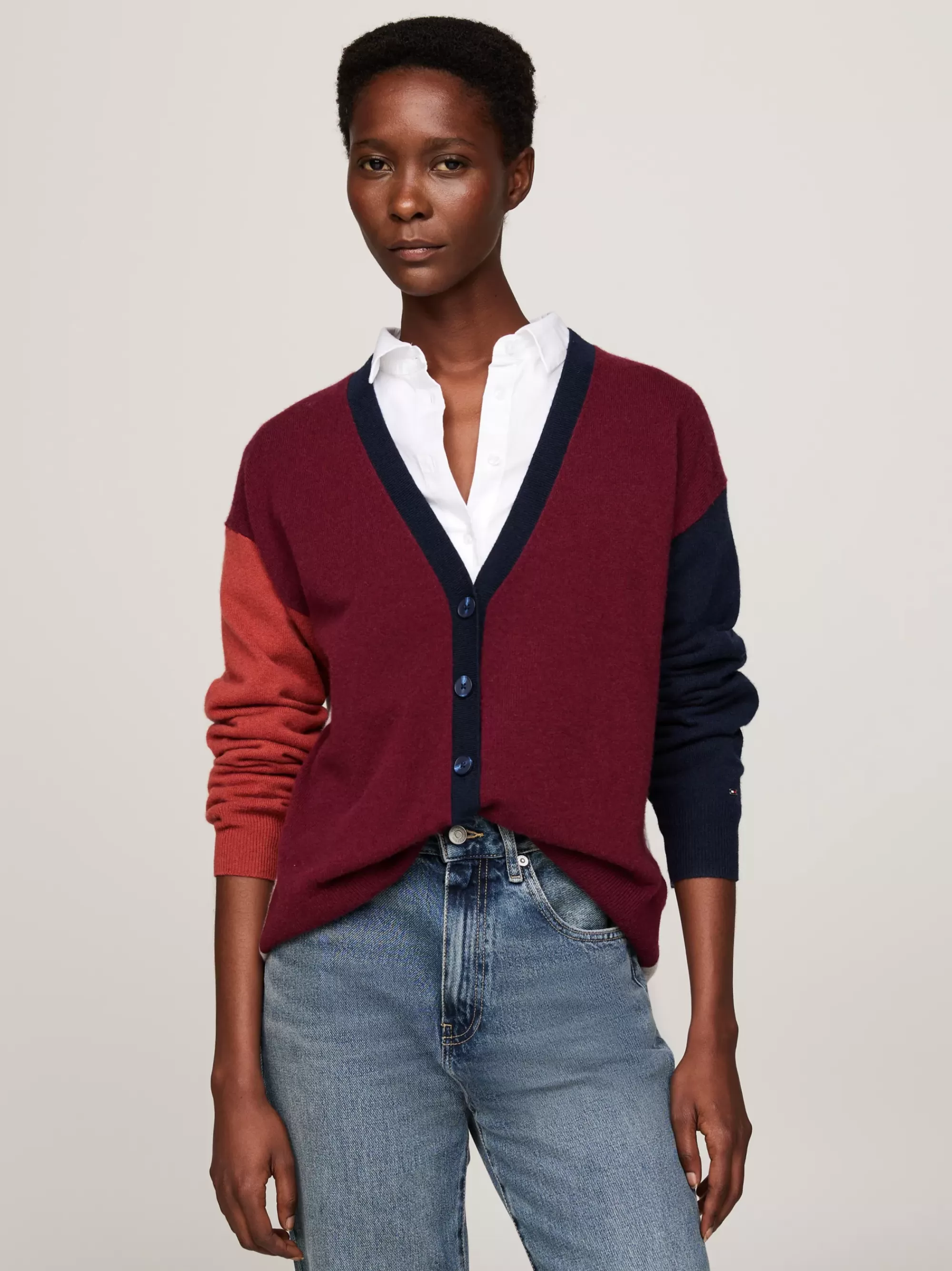Truien & Vesten | Vesten*Tommy Hilfiger Colour-blocked Kasjmiermix Vest DEEP ROUGE