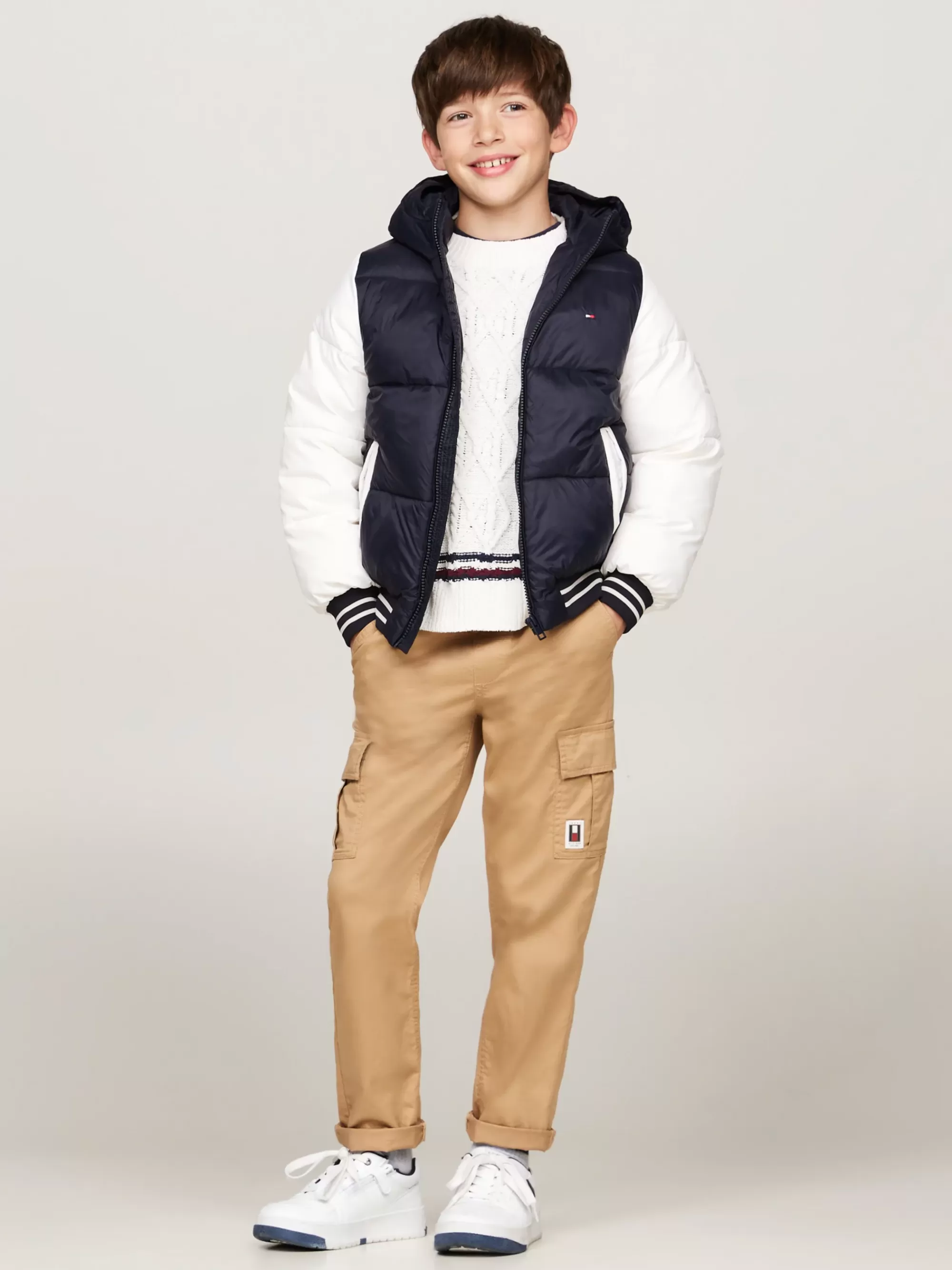 Jassen*Tommy Hilfiger Colour-blocked Pufferjack Met Ruglogo DESERT SKY COLORBLOCK