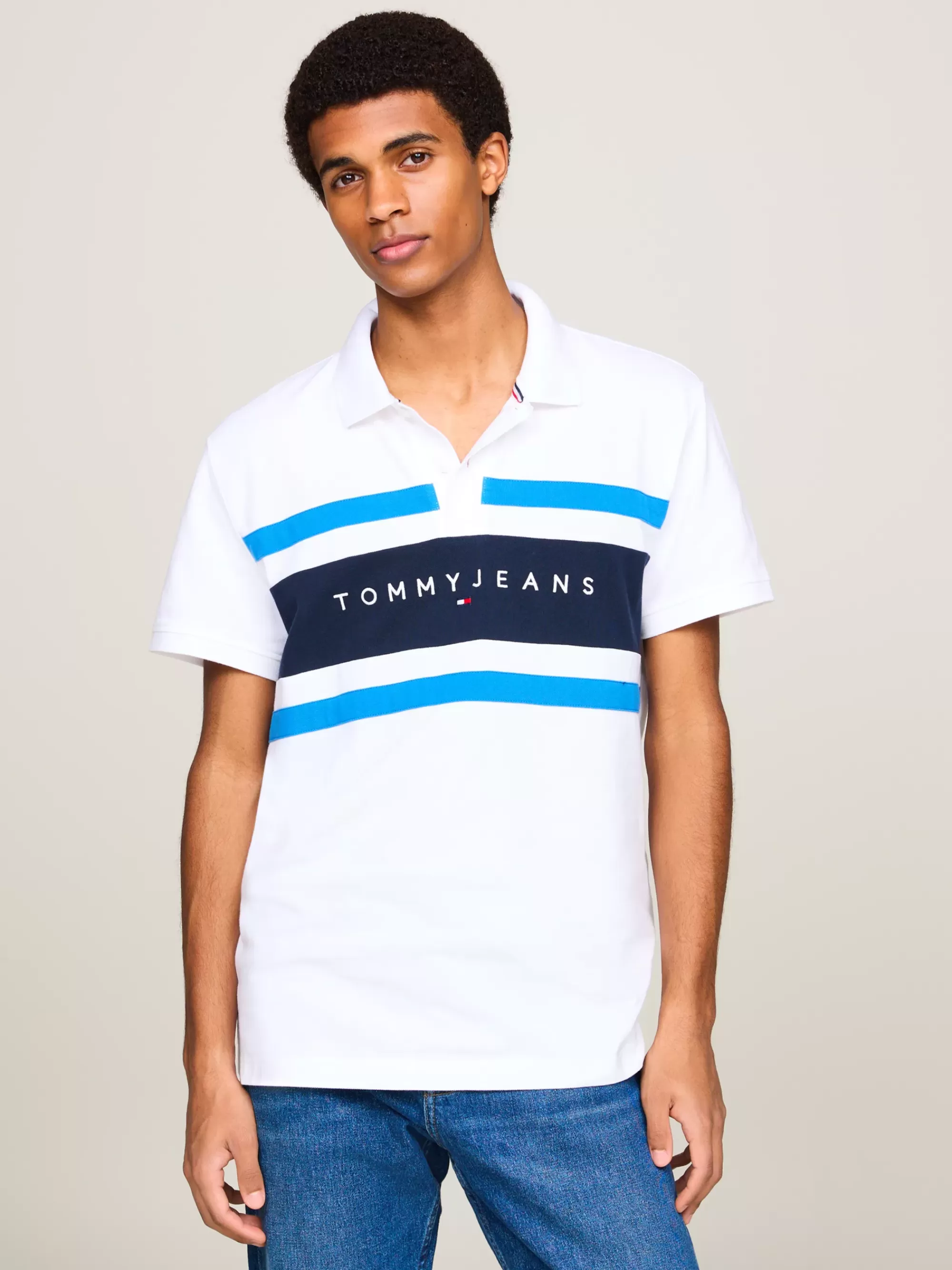 Polo's*Tommy Hilfiger Colour-blocked Regular Fit Polo Met Logo WHITE