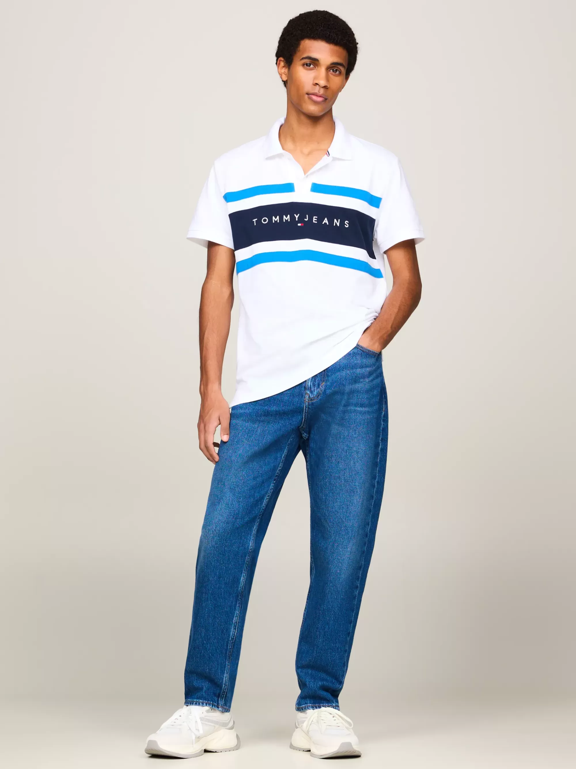 Polo's*Tommy Hilfiger Colour-blocked Regular Fit Polo Met Logo WHITE