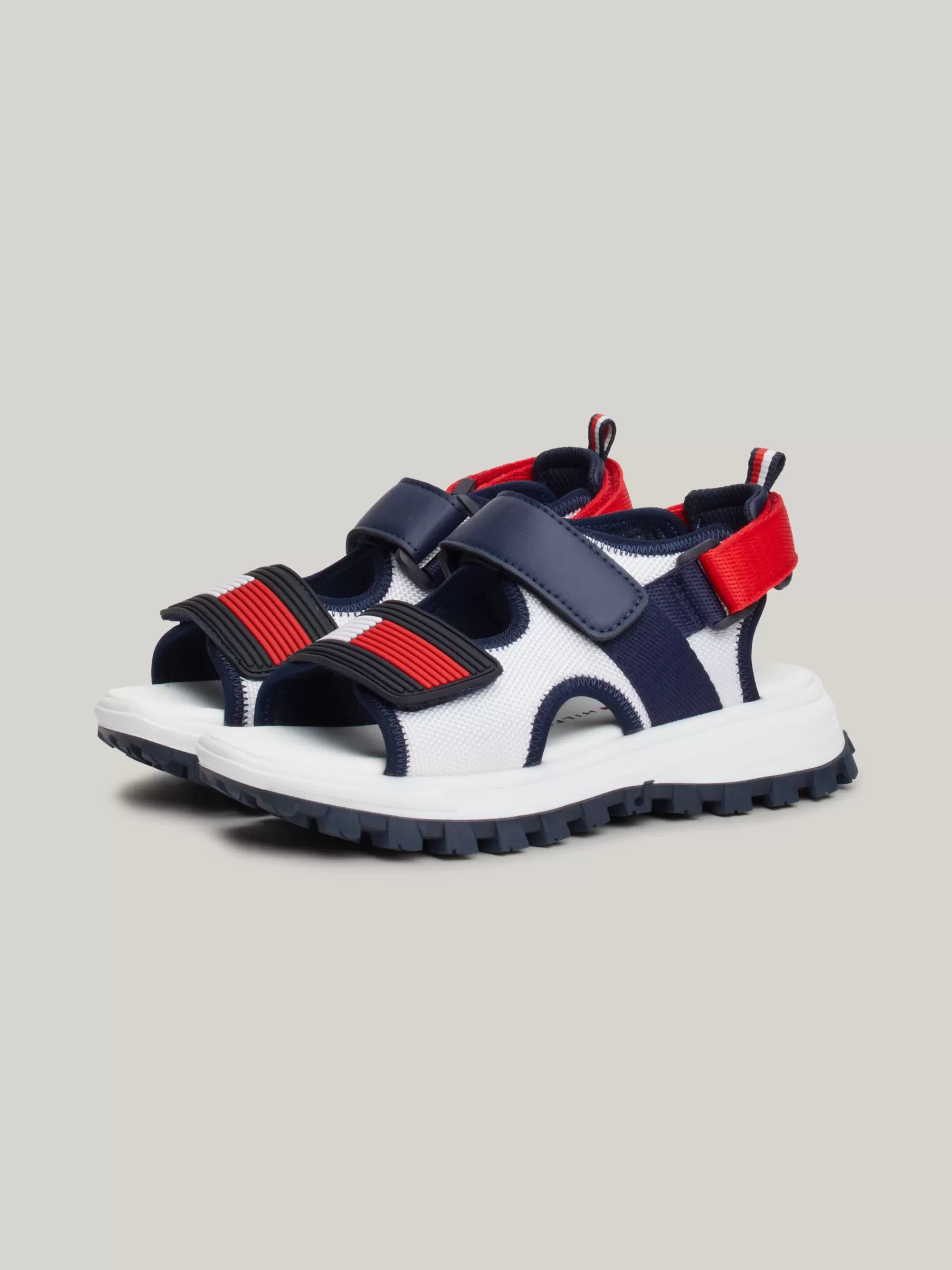 Schoenen & Accessoires*Tommy Hilfiger Colour-blocked Sandaal Met Klittenband WHITE/BLUE/RED