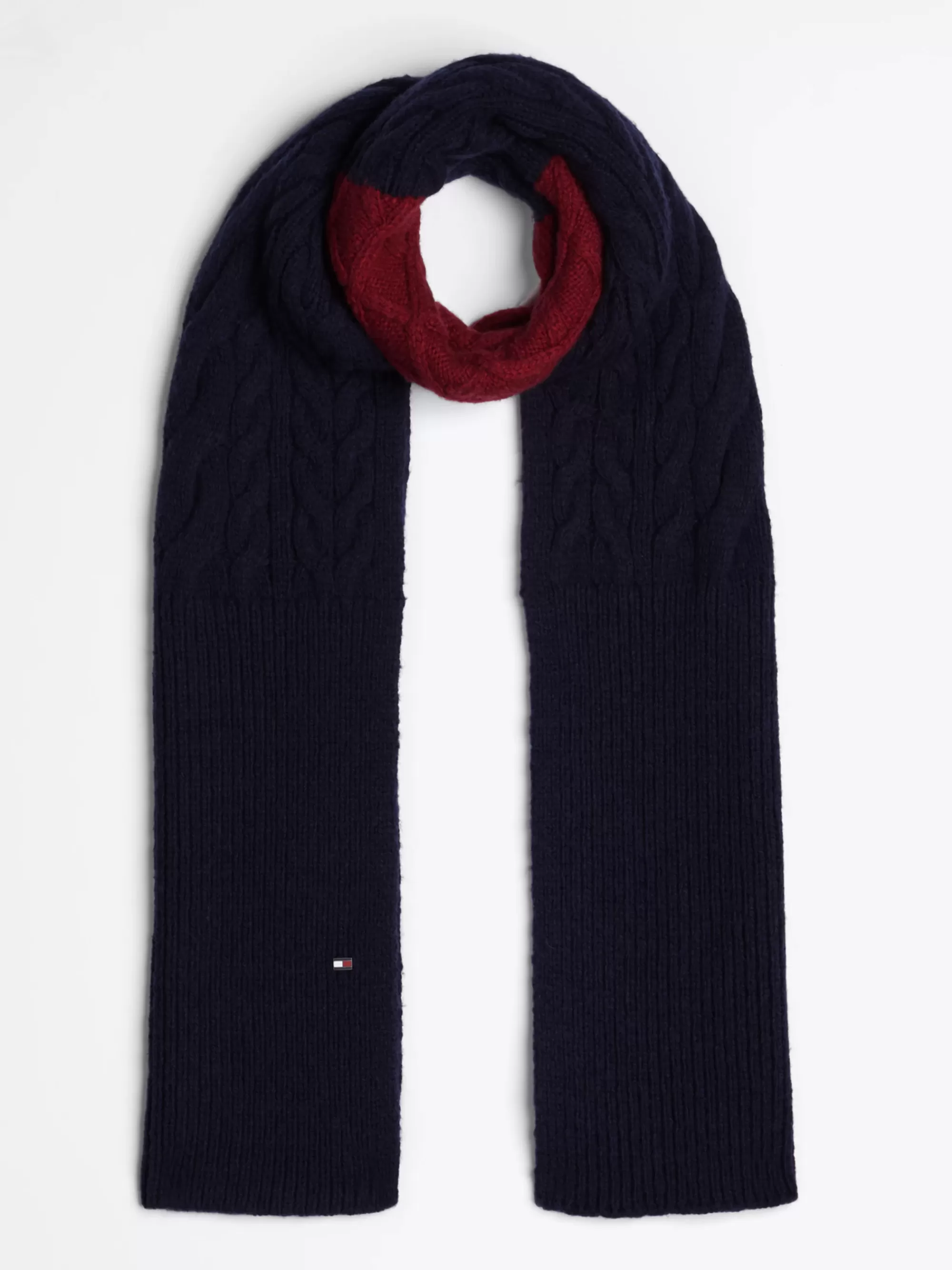 Mutsen, Handschoenen & Sjaals*Tommy Hilfiger Colour-blocked Wolmix Sjaal Met Hilfiger-vlag SPACE BLUE