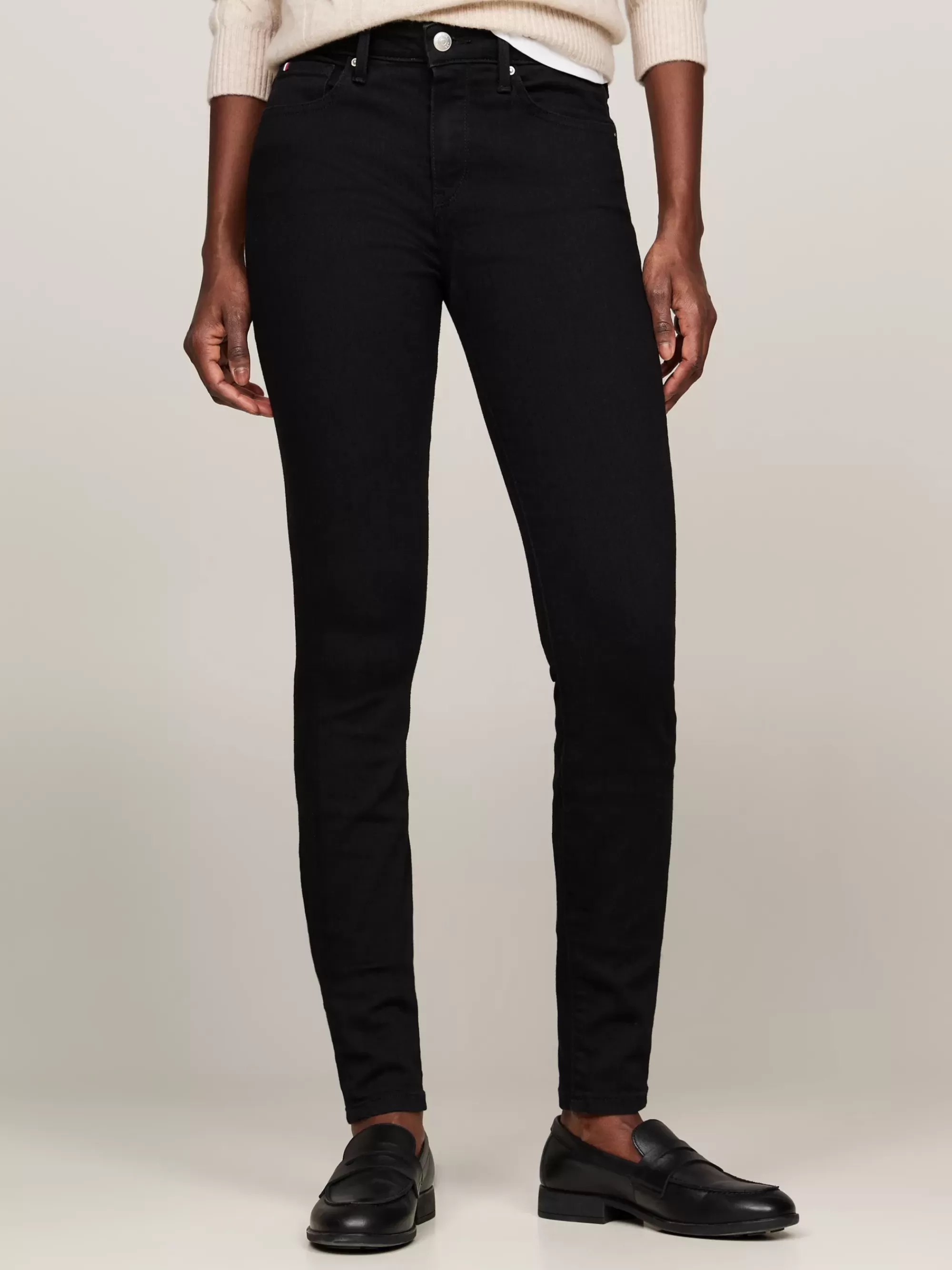 Jeans*Tommy Hilfiger Como Zwarte Medium Rise Skinny Jeans BLACK