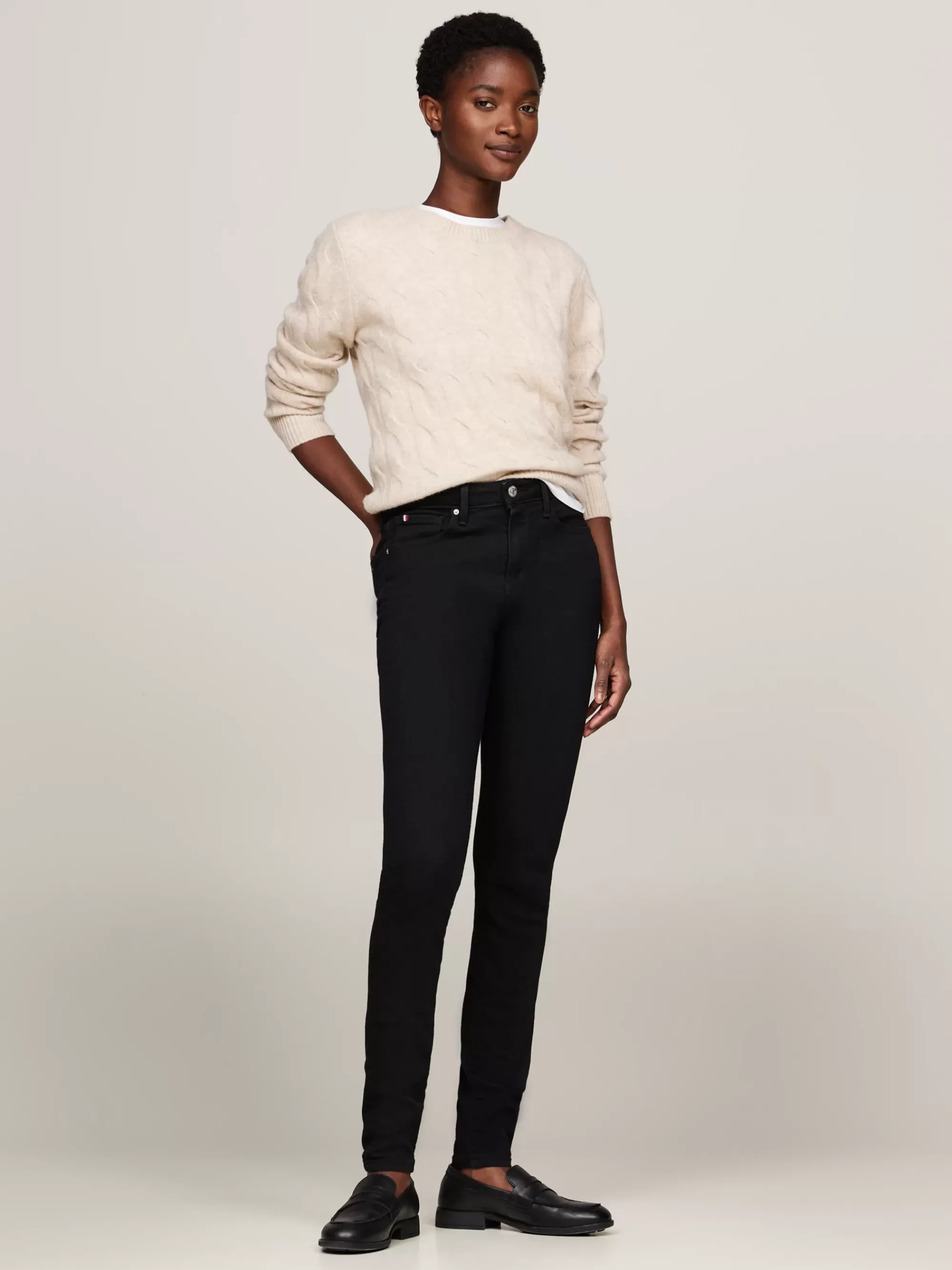 Jeans*Tommy Hilfiger Como Zwarte Medium Rise Skinny Jeans BLACK