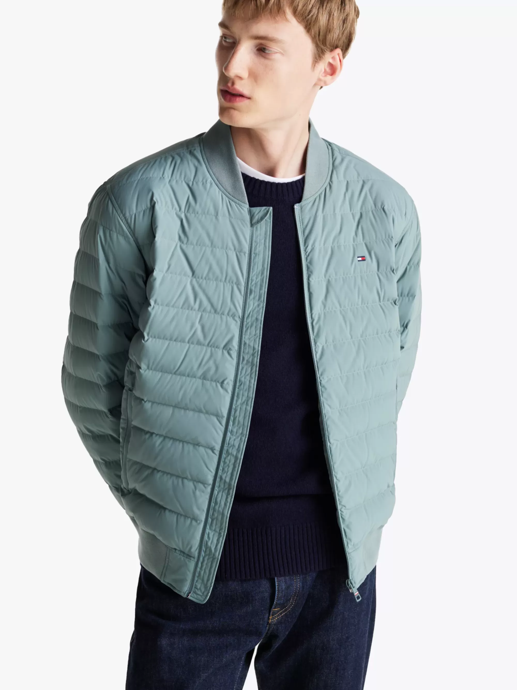 Bomberjacks*Tommy Hilfiger Compact Bomberjack Met Dons GRAVITY GREEN