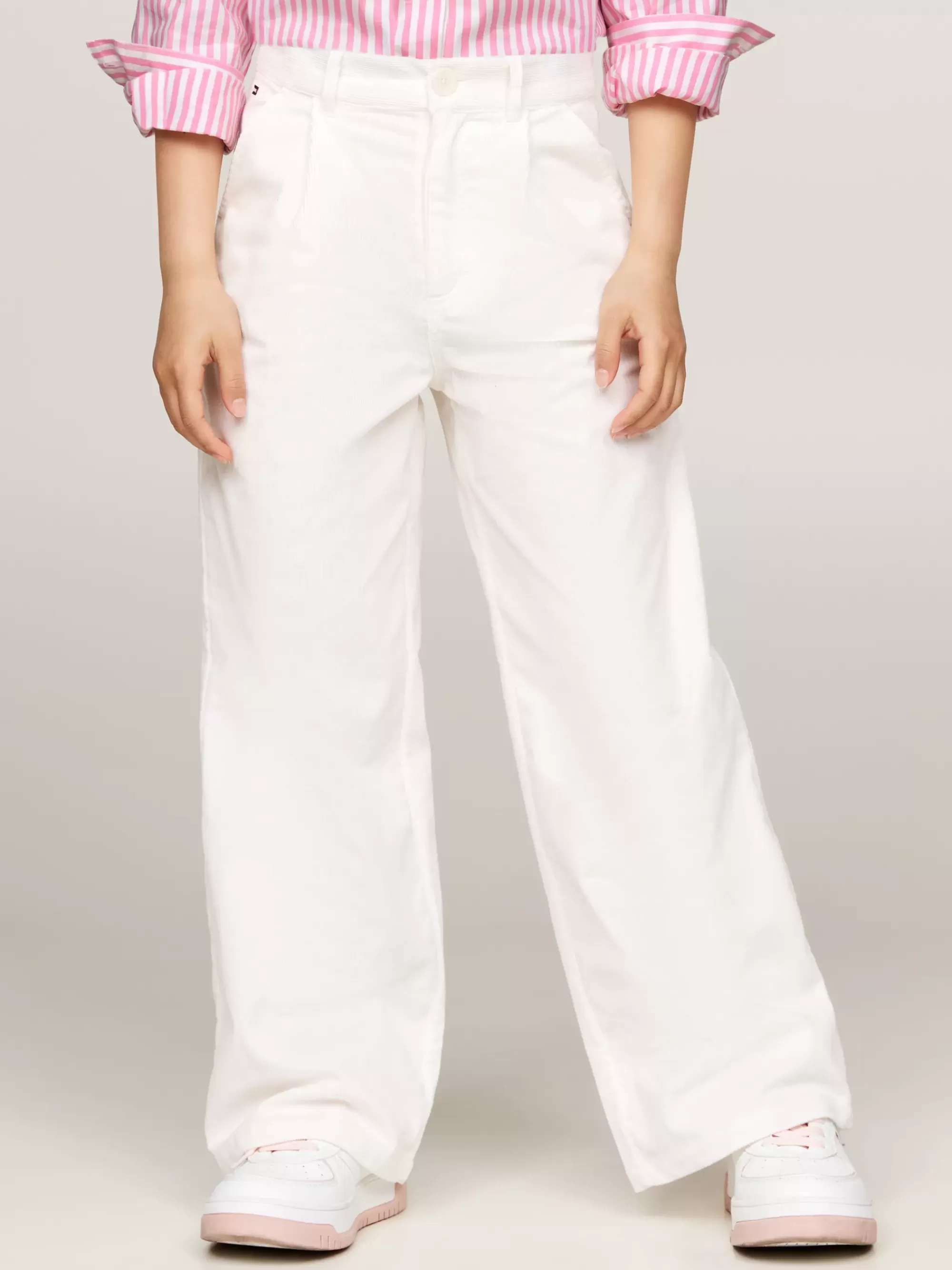 Broeken & Rokken*Tommy Hilfiger Corduroy Chino Met Wijde Fit ANCIENT WHITE