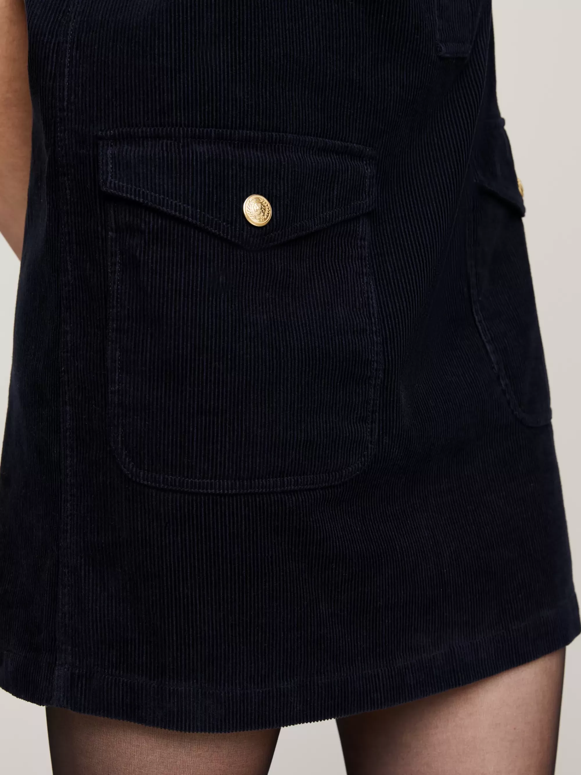 Jurken*Tommy Hilfiger Corduroy Mini-overhemdjurk Met Korte Mouwen DESERT SKY