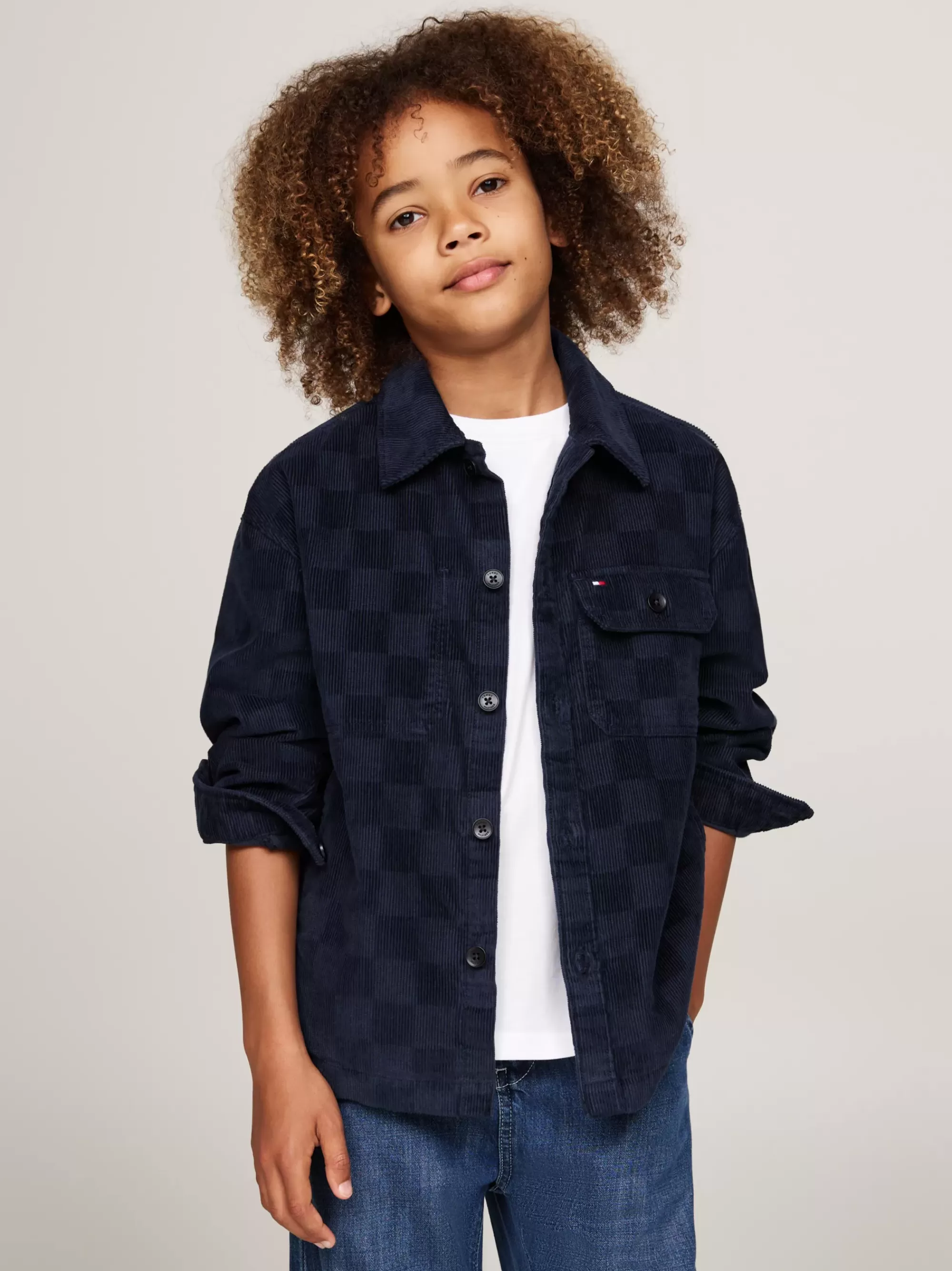 Overhemden*Tommy Hilfiger Corduroy Overhemd Met Checkerboardpatroon DESERT SKY