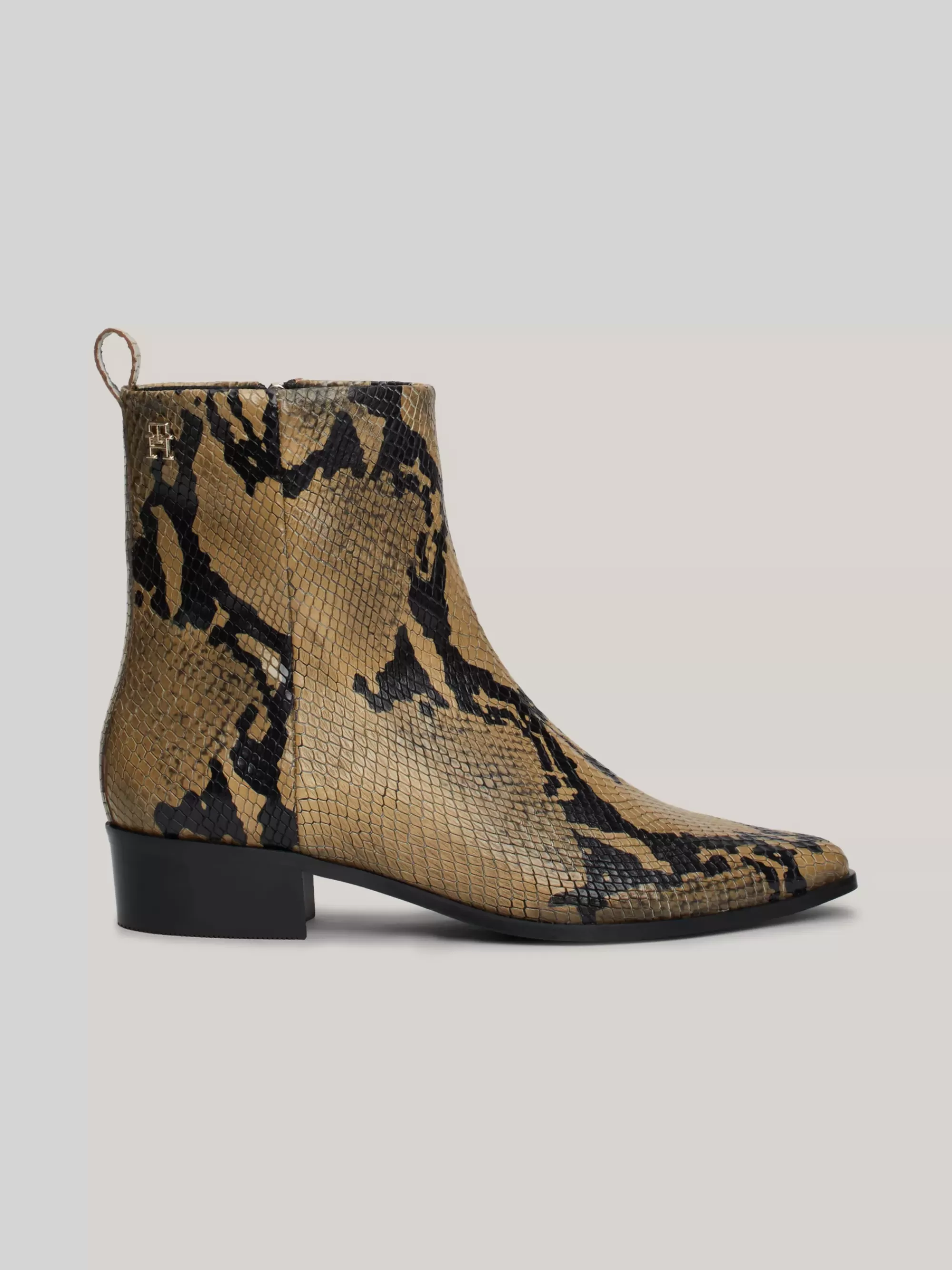 Laarzen & Enkellaarzen*Tommy Hilfiger Cowboylaars Van Leer Met Slangenreliëf NEUTRAL PYTHON