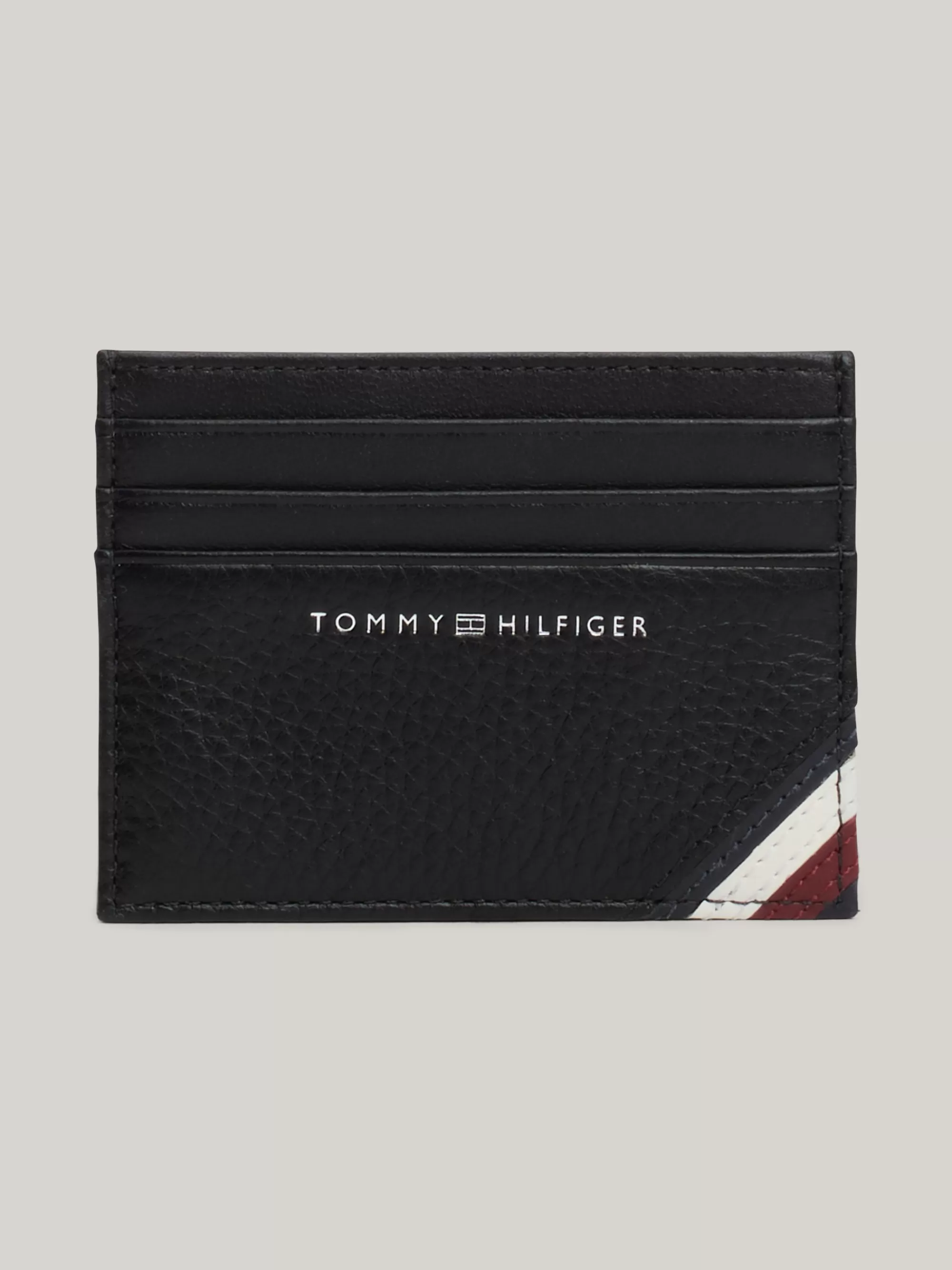 Portemonnees & Sleutelhangers*Tommy Hilfiger Creditcardhouder Van Getextureerd Leer BLACK