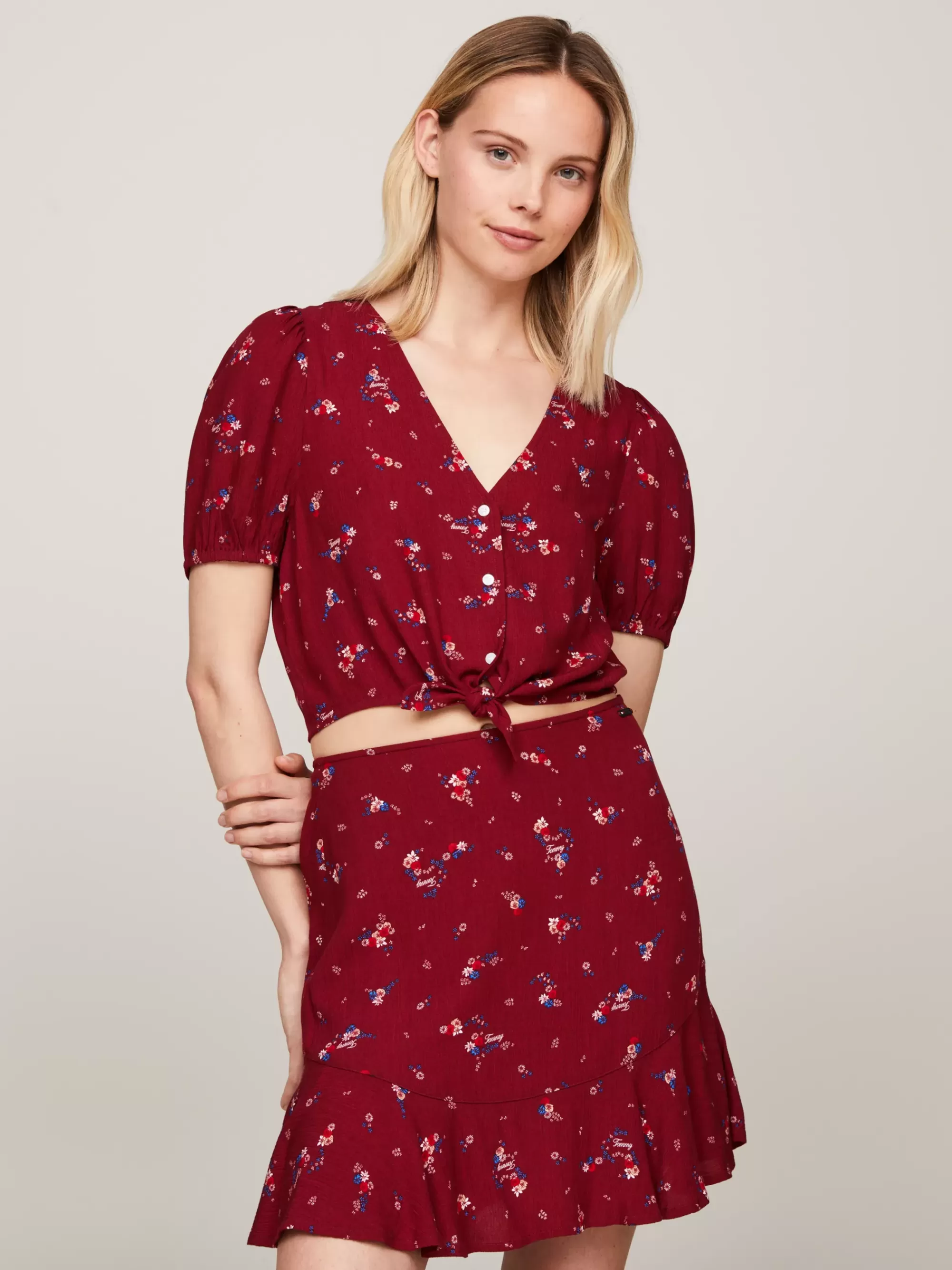 Co-Ords | Blouses & Overhemden*Tommy Hilfiger Cropped Blouse Met Pofmouwen En Bloemenprint MOUNTAIN FLORAL