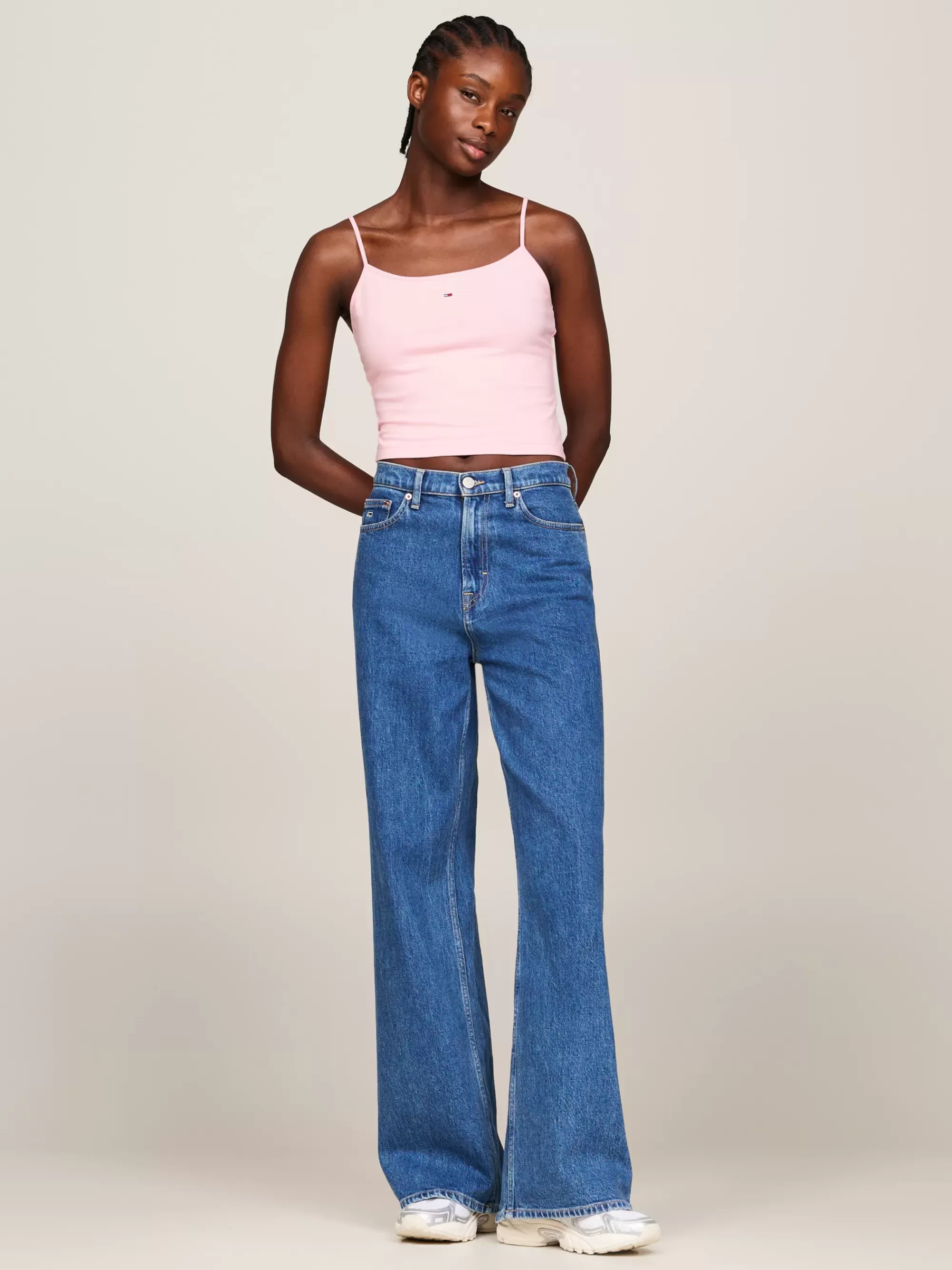T-Shirts*Tommy Hilfiger Cropped Fitted Tanktop Met Logo BALLET PINK