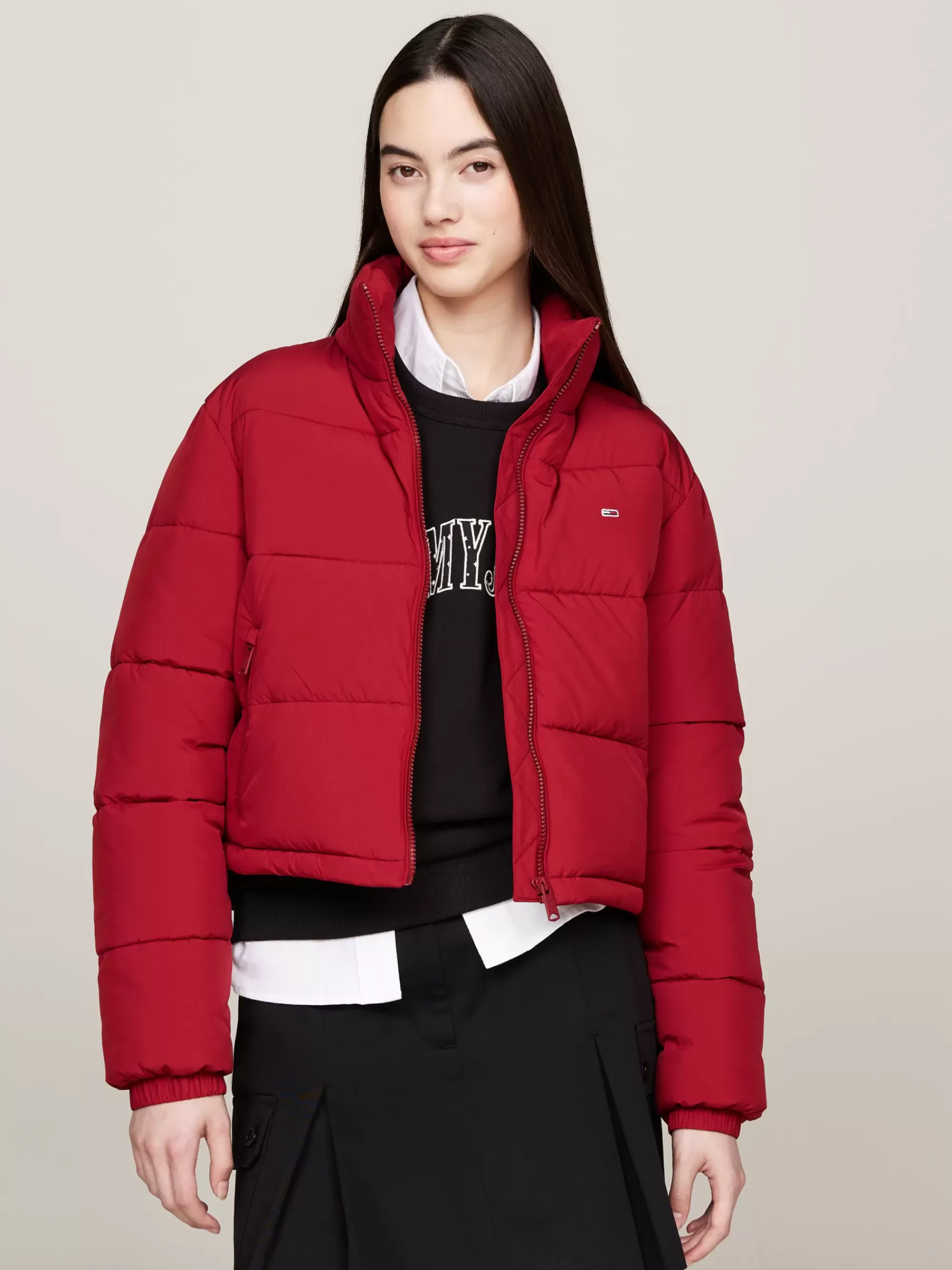 Jassen & Jacks*Tommy Hilfiger Cropped Pufferjack Met Rits REGATTA RED