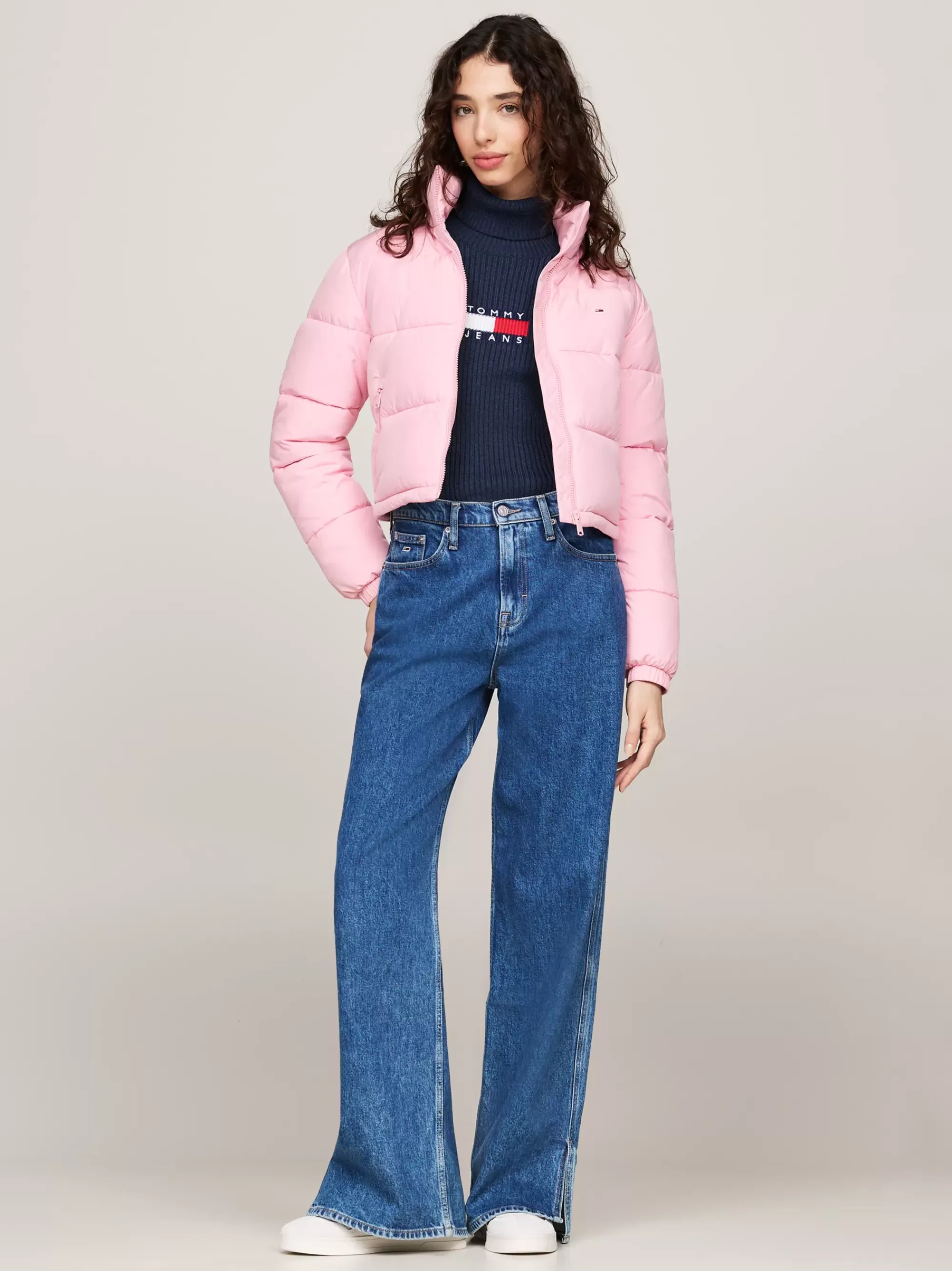 Jassen & Jacks*Tommy Hilfiger Cropped Pufferjack Met Rits BALLET PINK