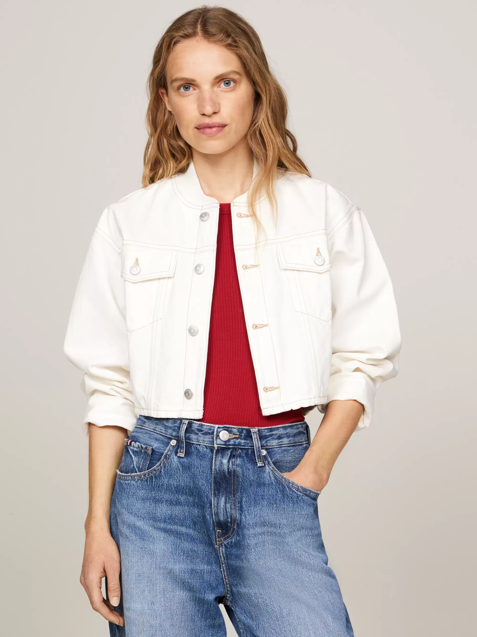 Co-Ords | Jassen & Jacks*Tommy Hilfiger Cropped Relaxed Denim Bomberjack ECRU