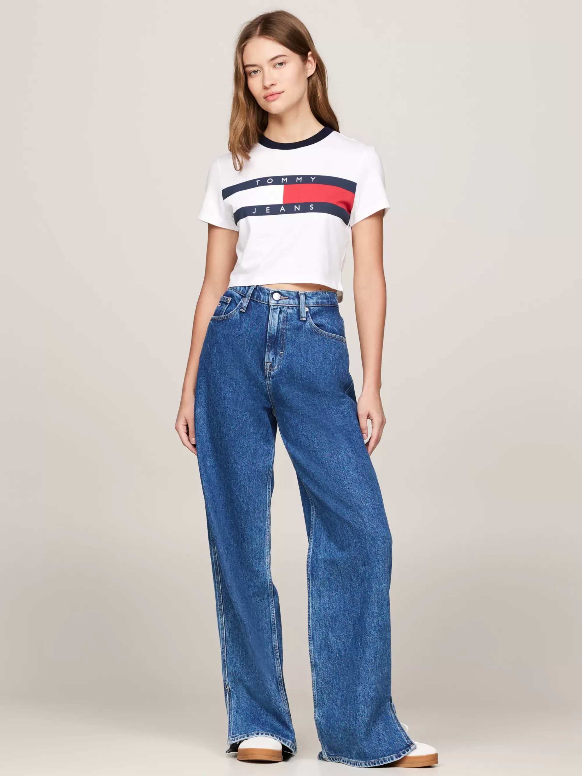 T-Shirts*Tommy Hilfiger Cropped Slim Fit T-shirt WHITE