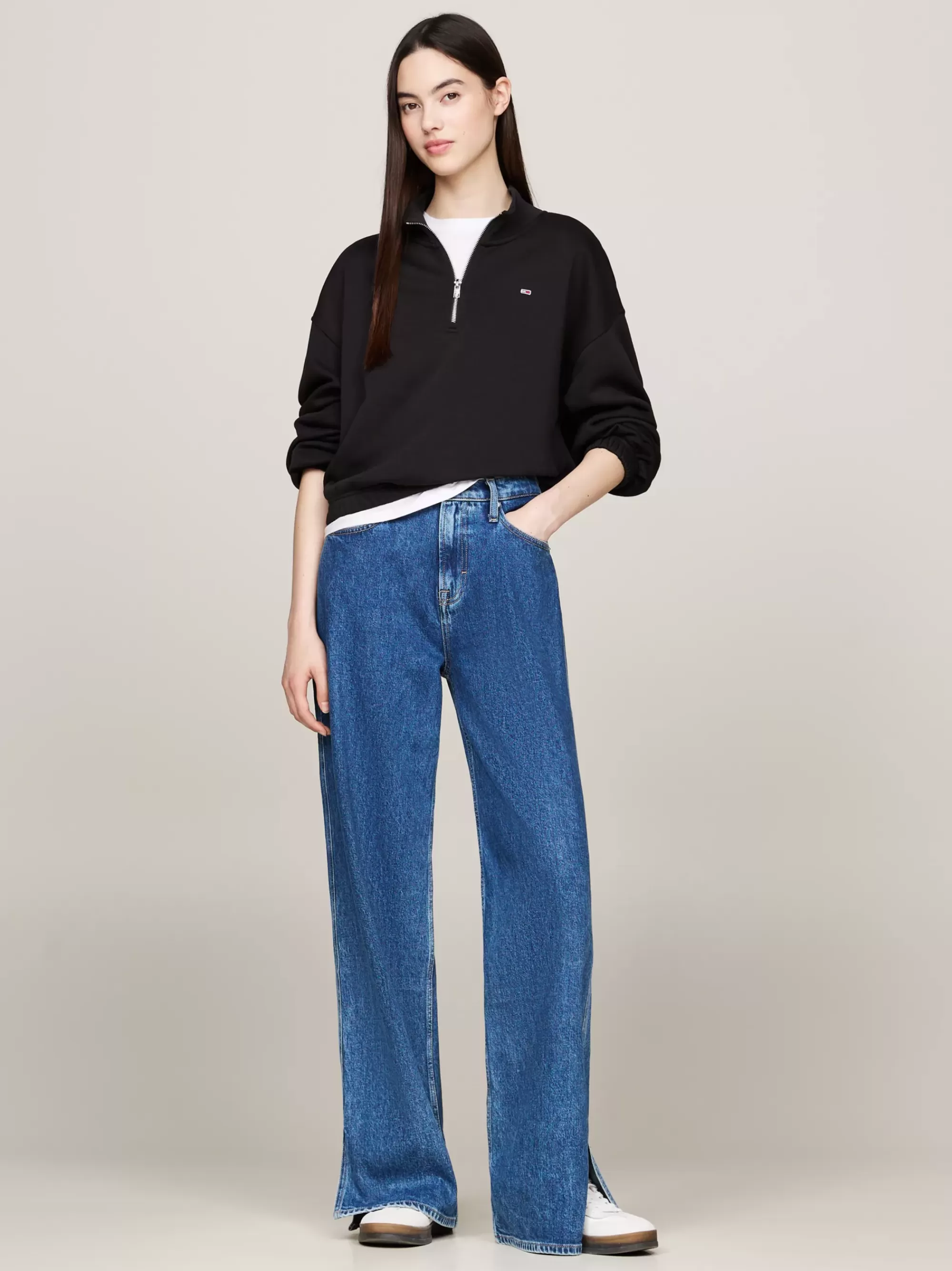 Sweatshirts & Hoodies*Tommy Hilfiger Cropped Sweatshirt Met 1/4-rits BLACK