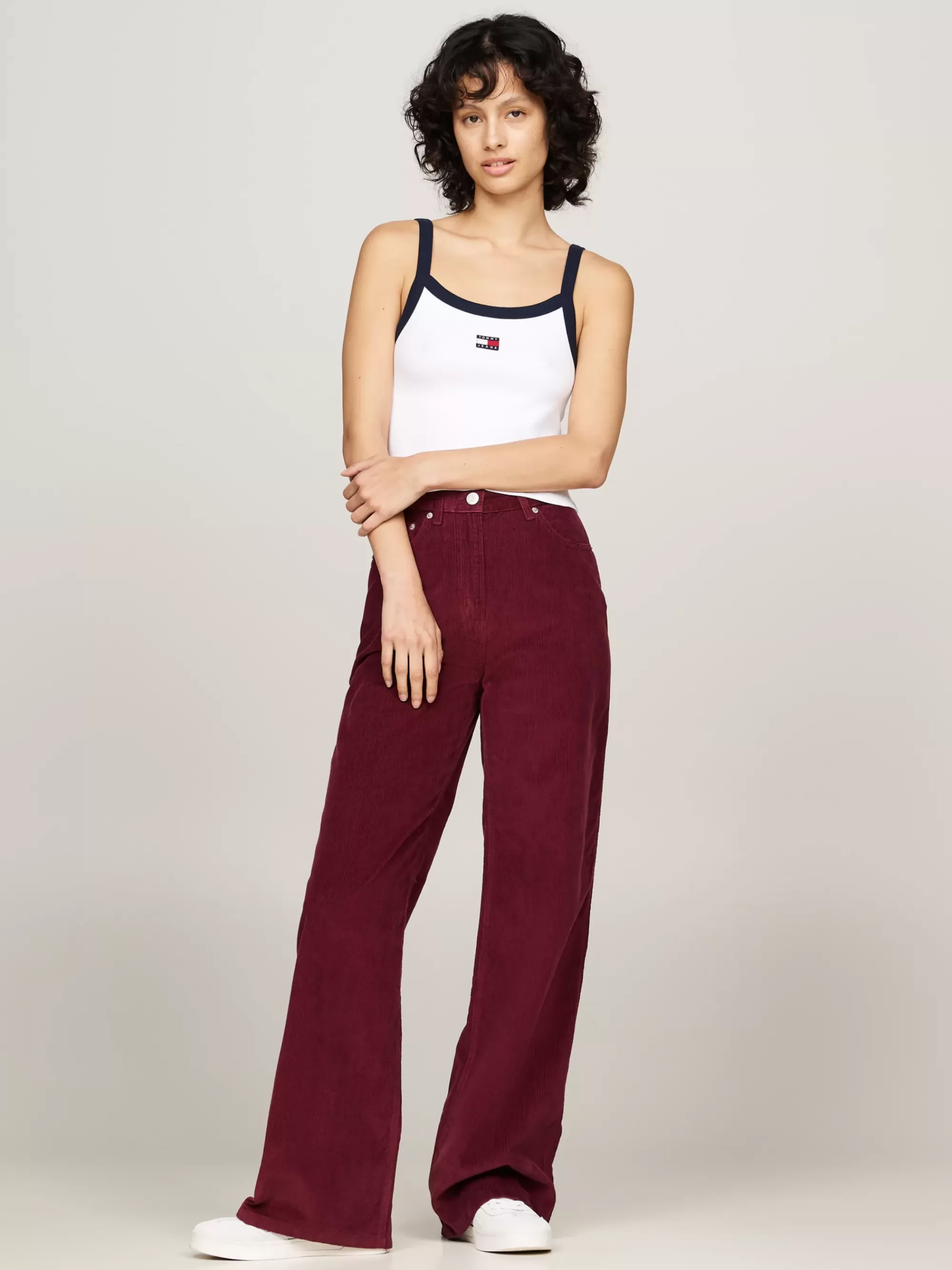 T-Shirts*Tommy Hilfiger Cropped Tanktop Met Tommy-badge WHITE