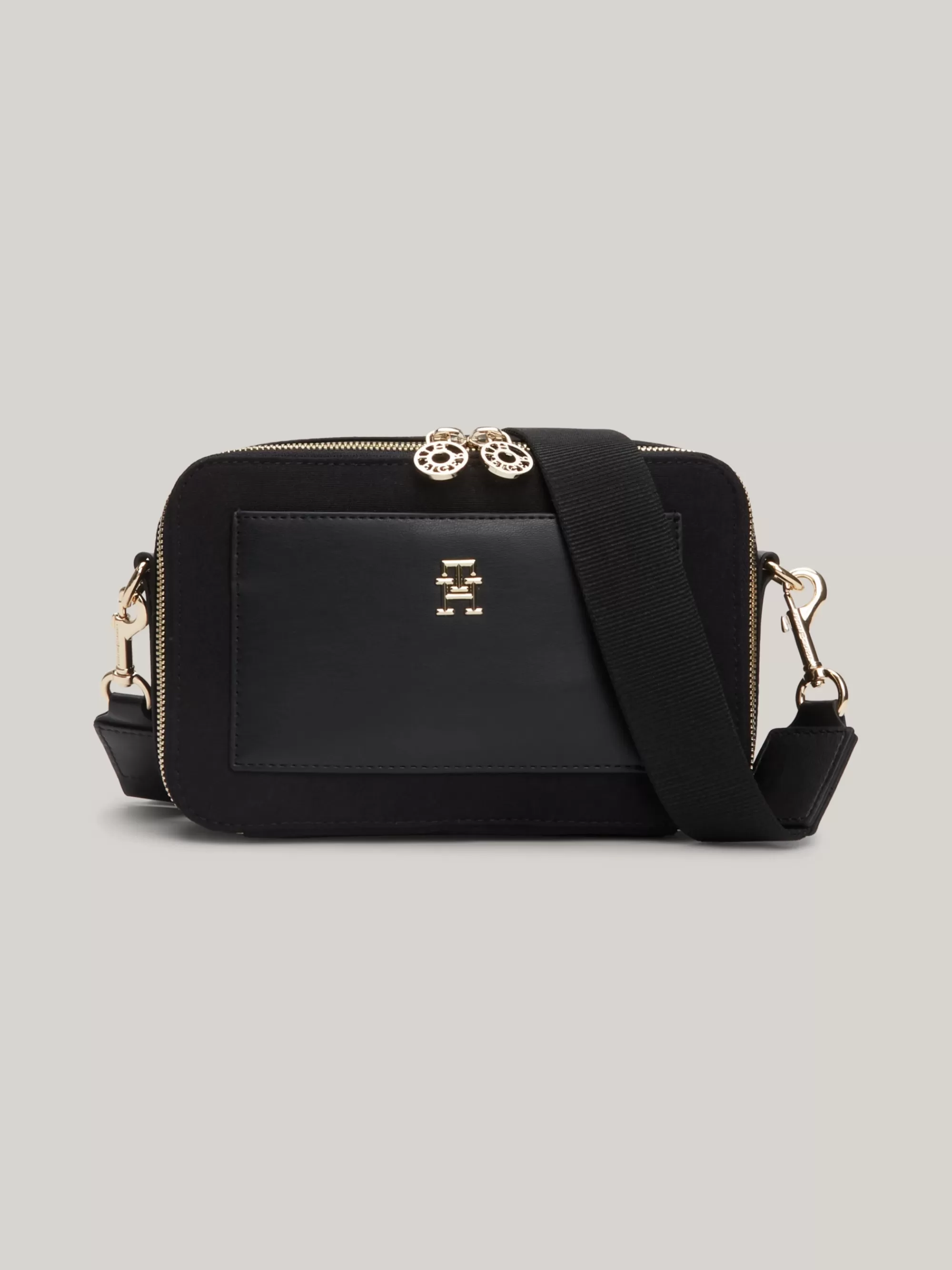 Crossbodytassen*Tommy Hilfiger Crossbodytas Met Dubbele Rits En TH-monogram BLACK