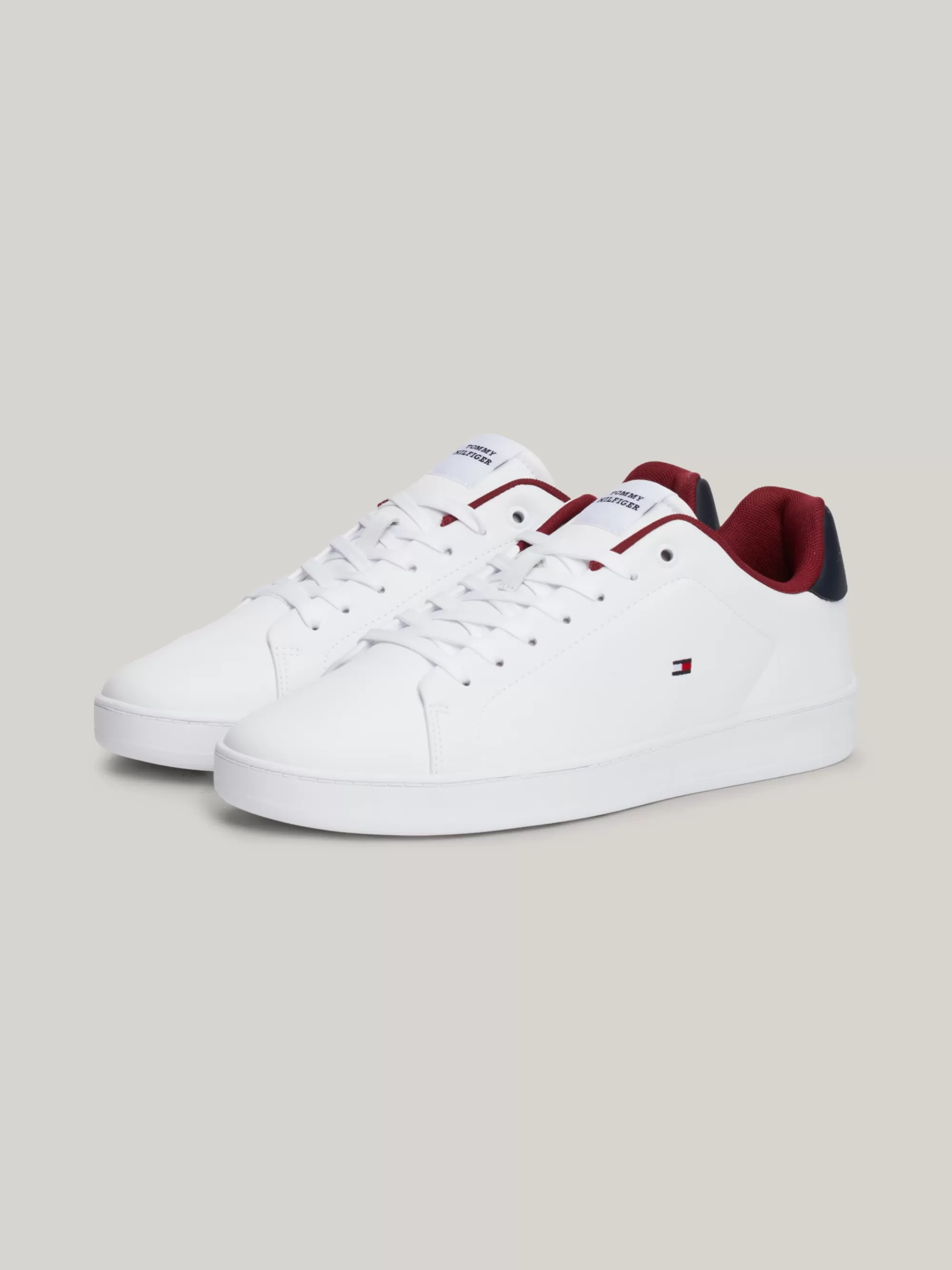 White Trainers | Sneakers*Tommy Hilfiger Cupsole Sneaker Met Colour-pop Op De Hiel WHITE