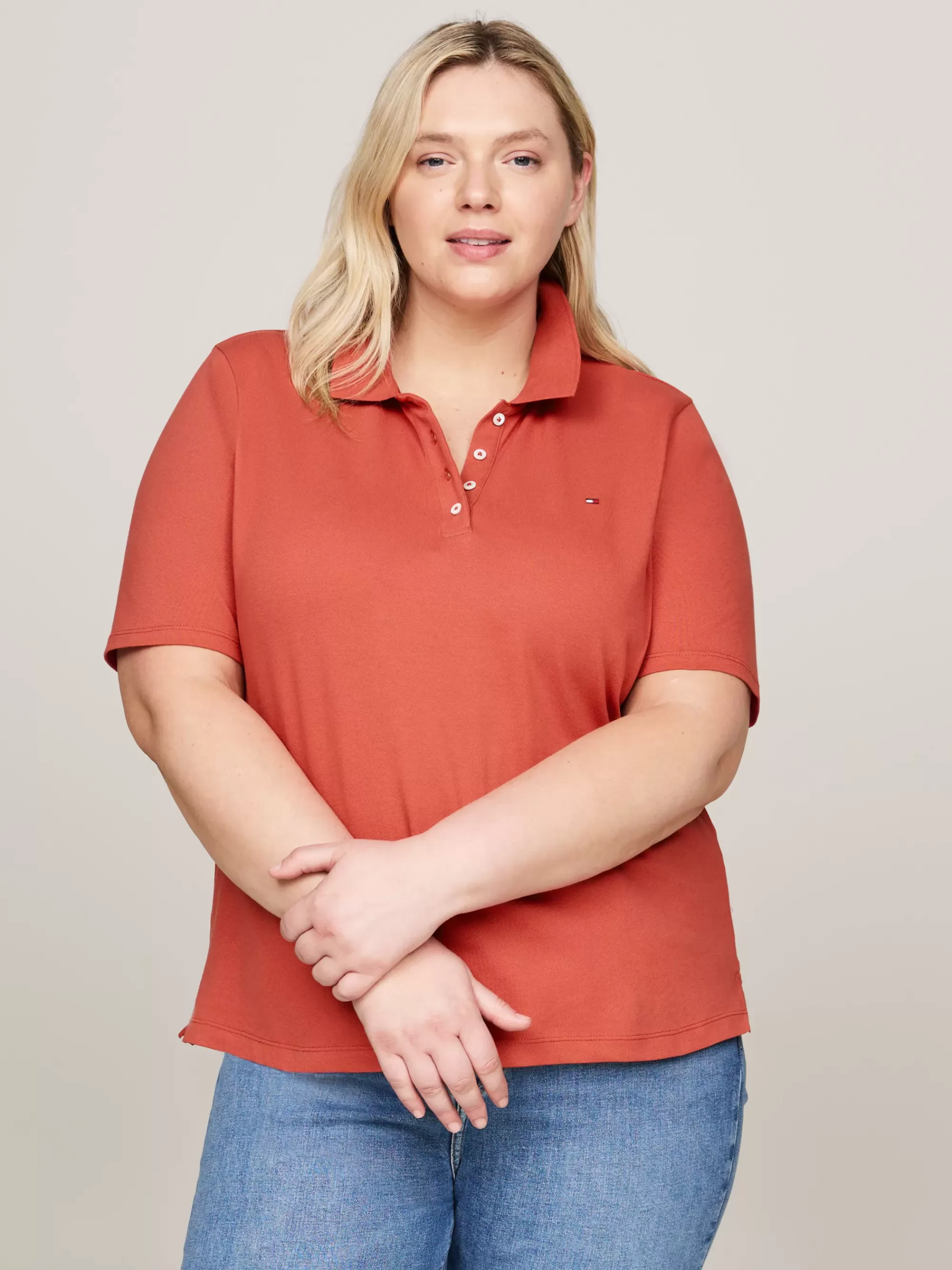 Curve Mode & Inclusieve Maten | Polo's*Tommy Hilfiger Curve 1985 Regular Fit Polo TERRA RED