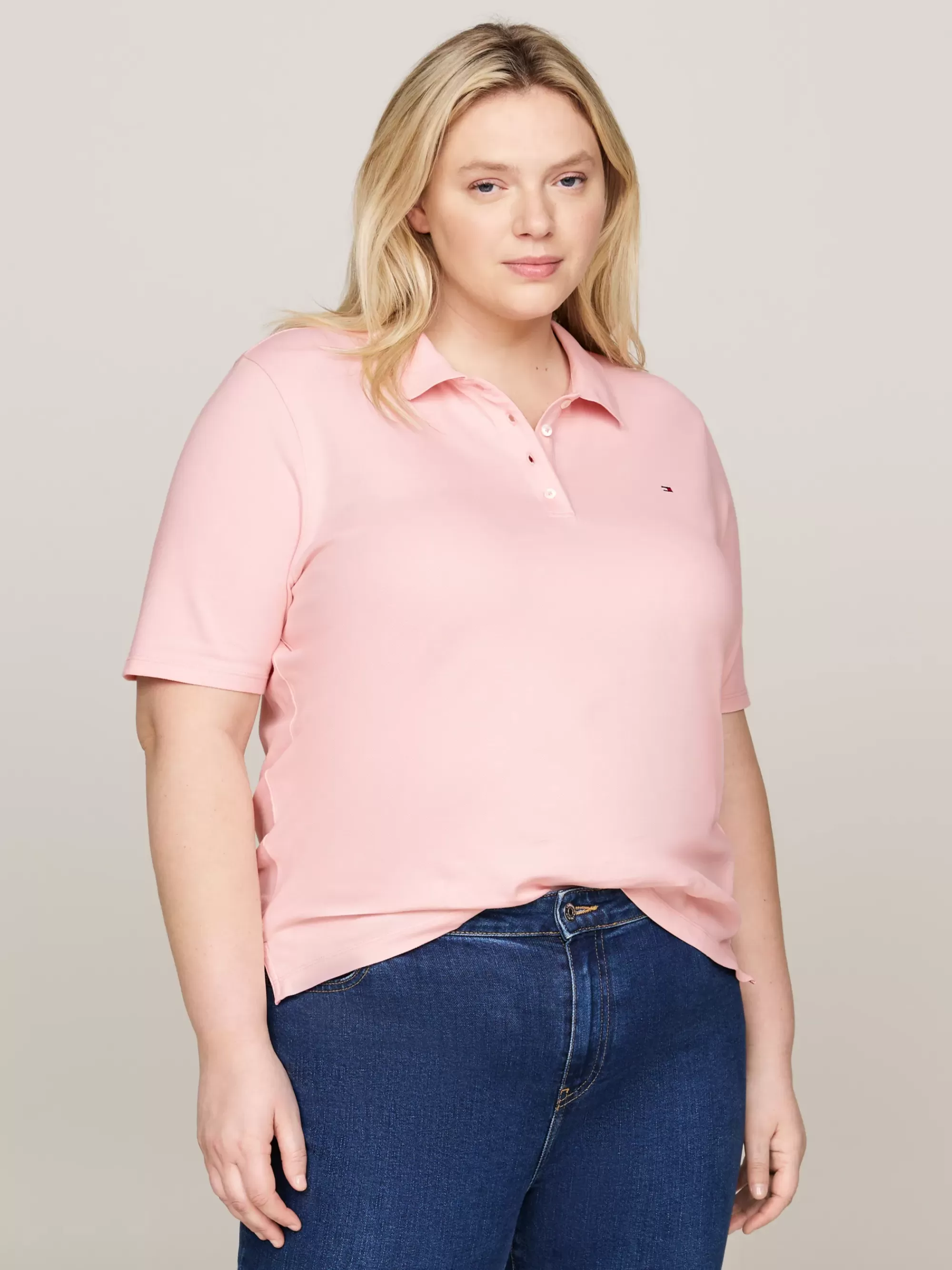 Curve Mode & Inclusieve Maten | Polo's*Tommy Hilfiger Curve 1985 Regular Fit Polo DELICATE PINK
