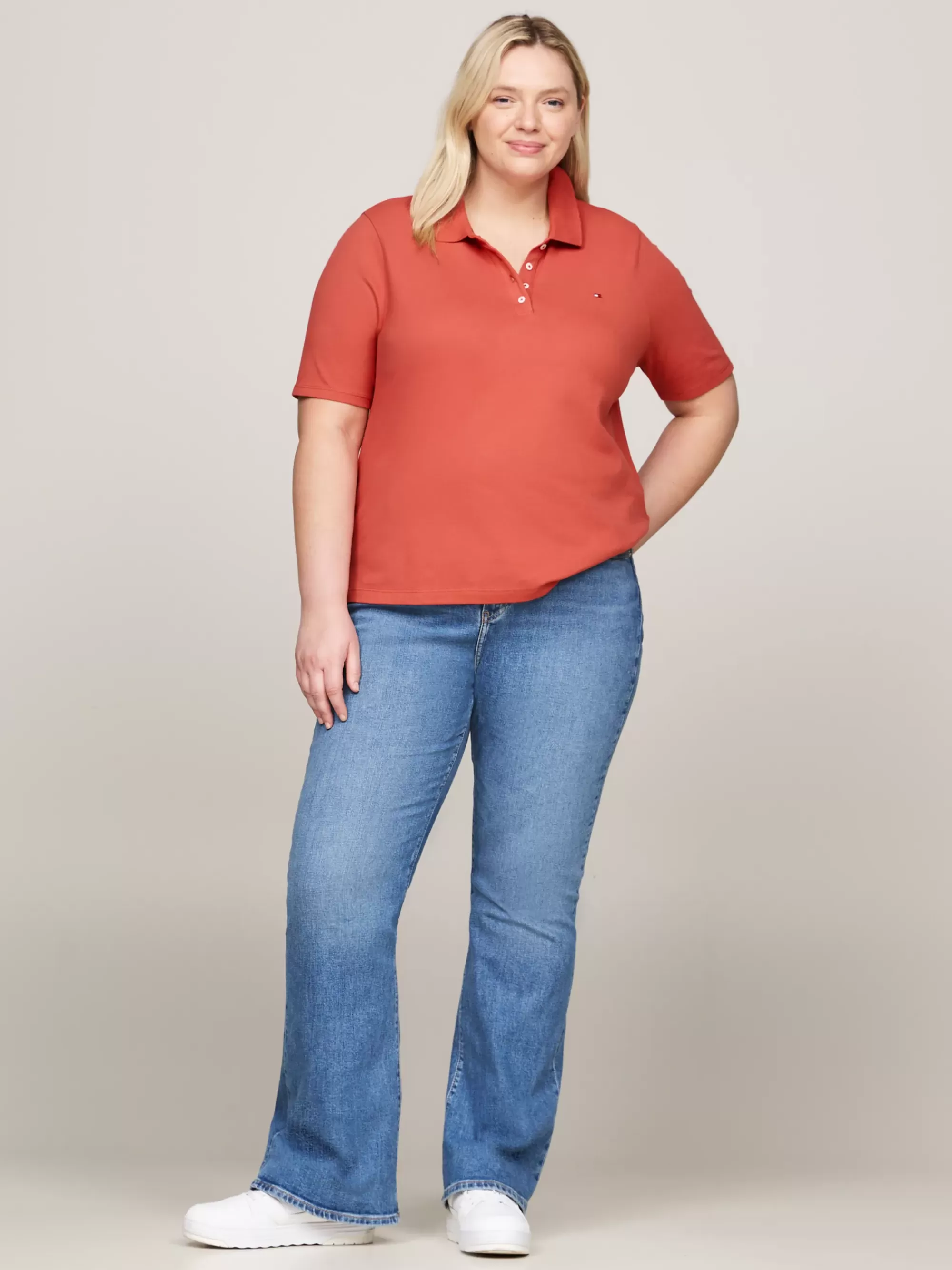 Curve Mode & Inclusieve Maten | Polo's*Tommy Hilfiger Curve 1985 Regular Fit Polo TERRA RED