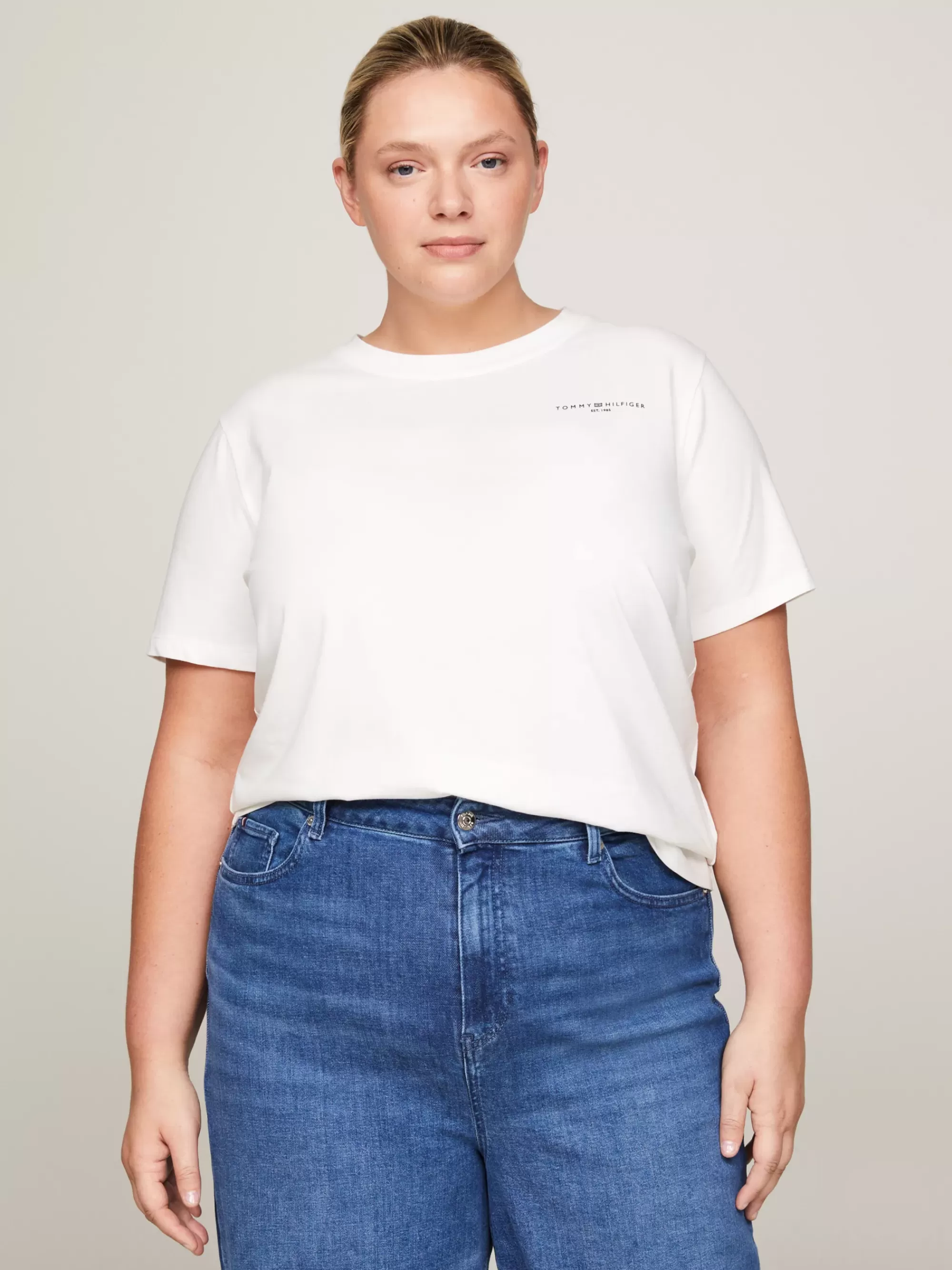 Curve Mode & Inclusieve Maten | T-Shirts*Tommy Hilfiger Curve 1985 T-shirt Met Logo ECRU