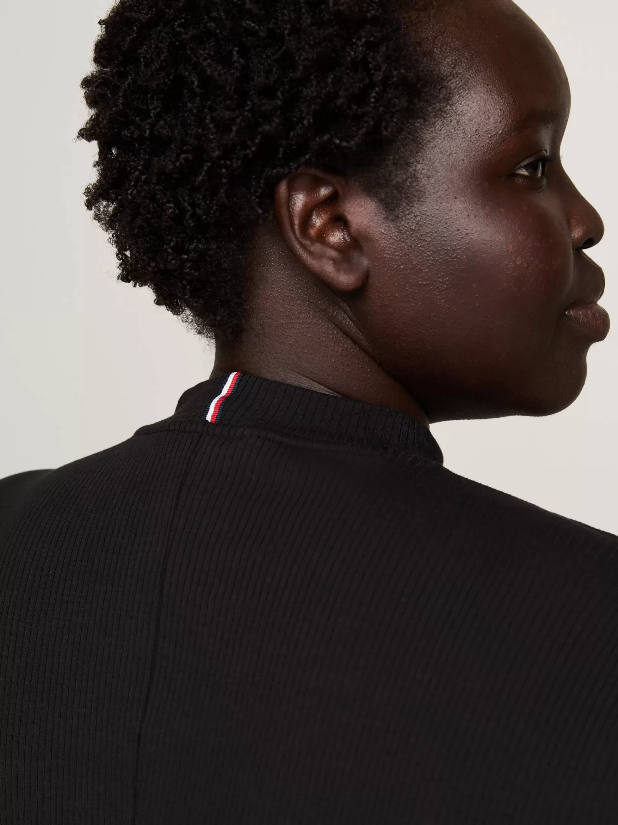Jurken*Tommy Hilfiger Curve A-lijn Midi-jurk Met Ribtextuur BLACK