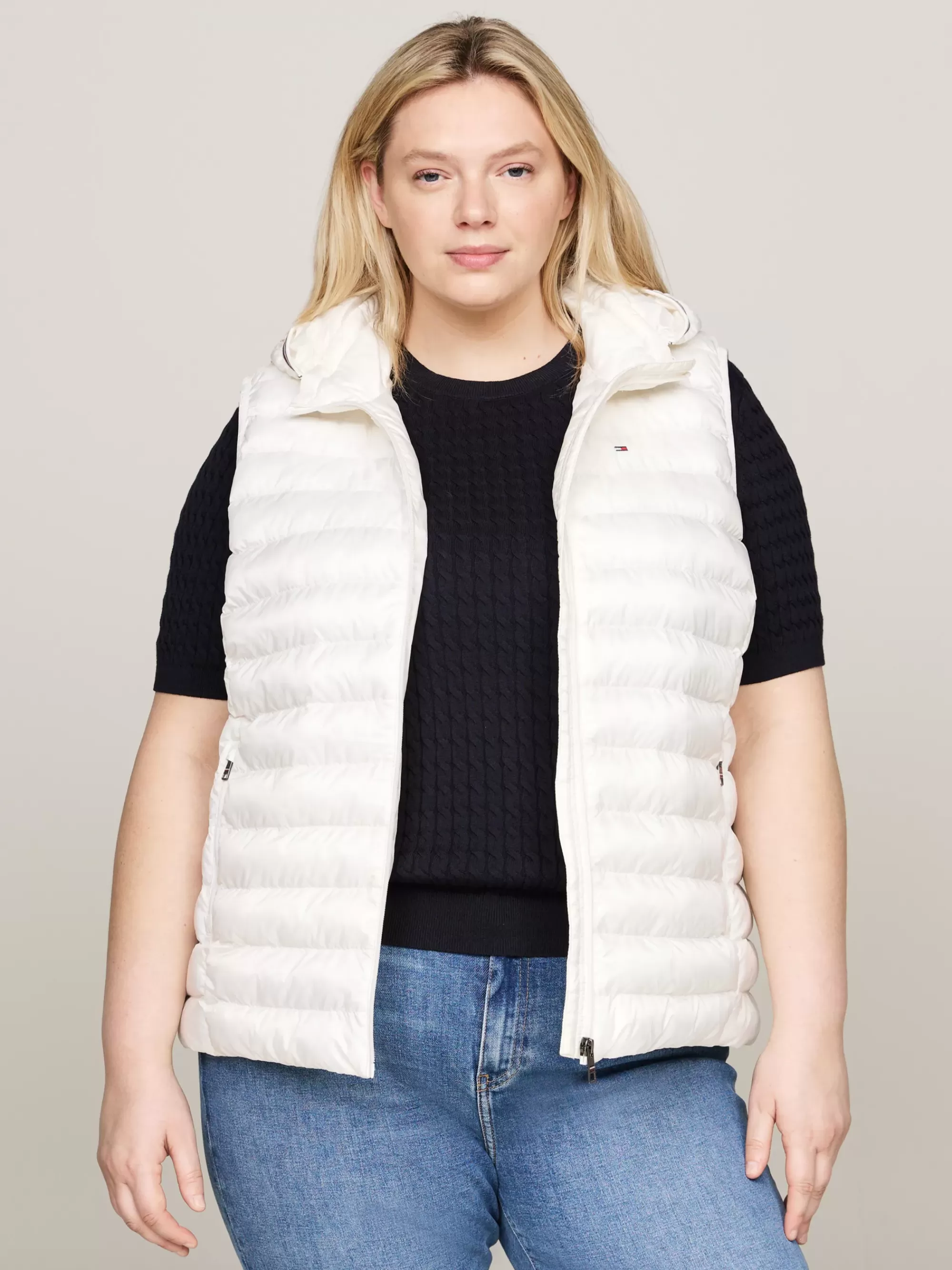 Curve Mode & Inclusieve Maten | Jassen & Jacks*Tommy Hilfiger Curve Gewatteerde Lichtgewicht Bodywarmer ANCIENT WHITE