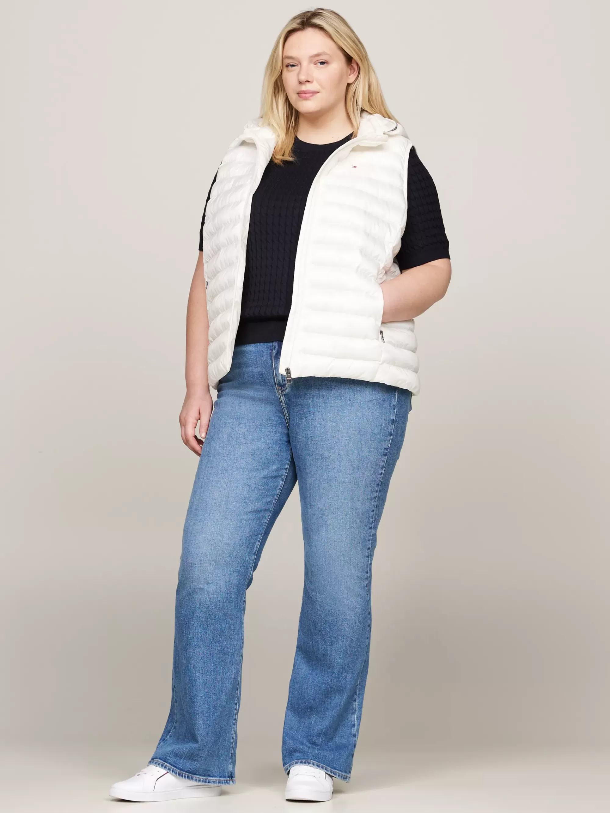 Curve Mode & Inclusieve Maten | Jassen & Jacks*Tommy Hilfiger Curve Gewatteerde Lichtgewicht Bodywarmer ANCIENT WHITE
