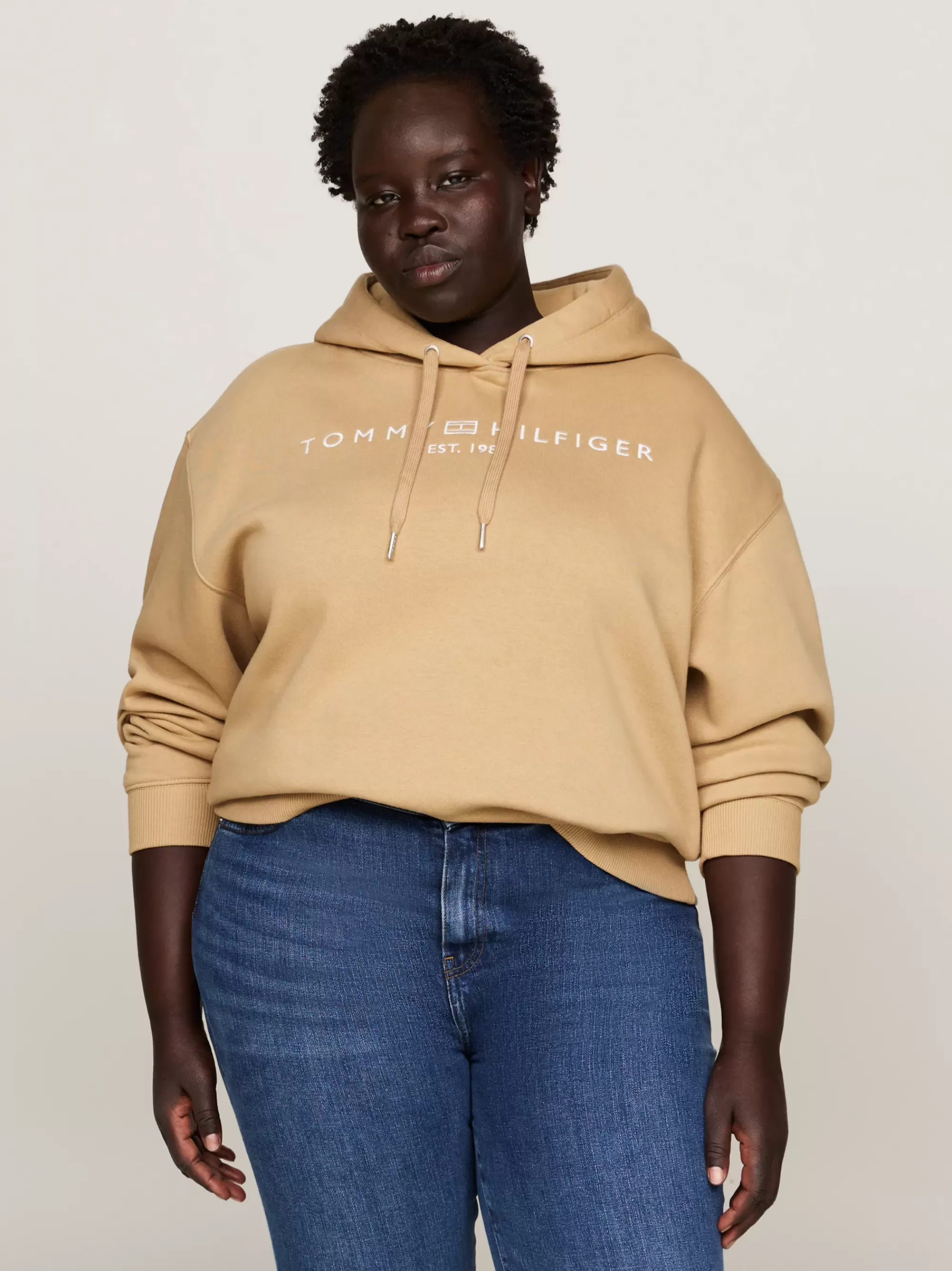 Sweatshirts & Hoodies*Tommy Hilfiger Curve Hoodie Met Geborduurd Logo CLASSIC KHAKI