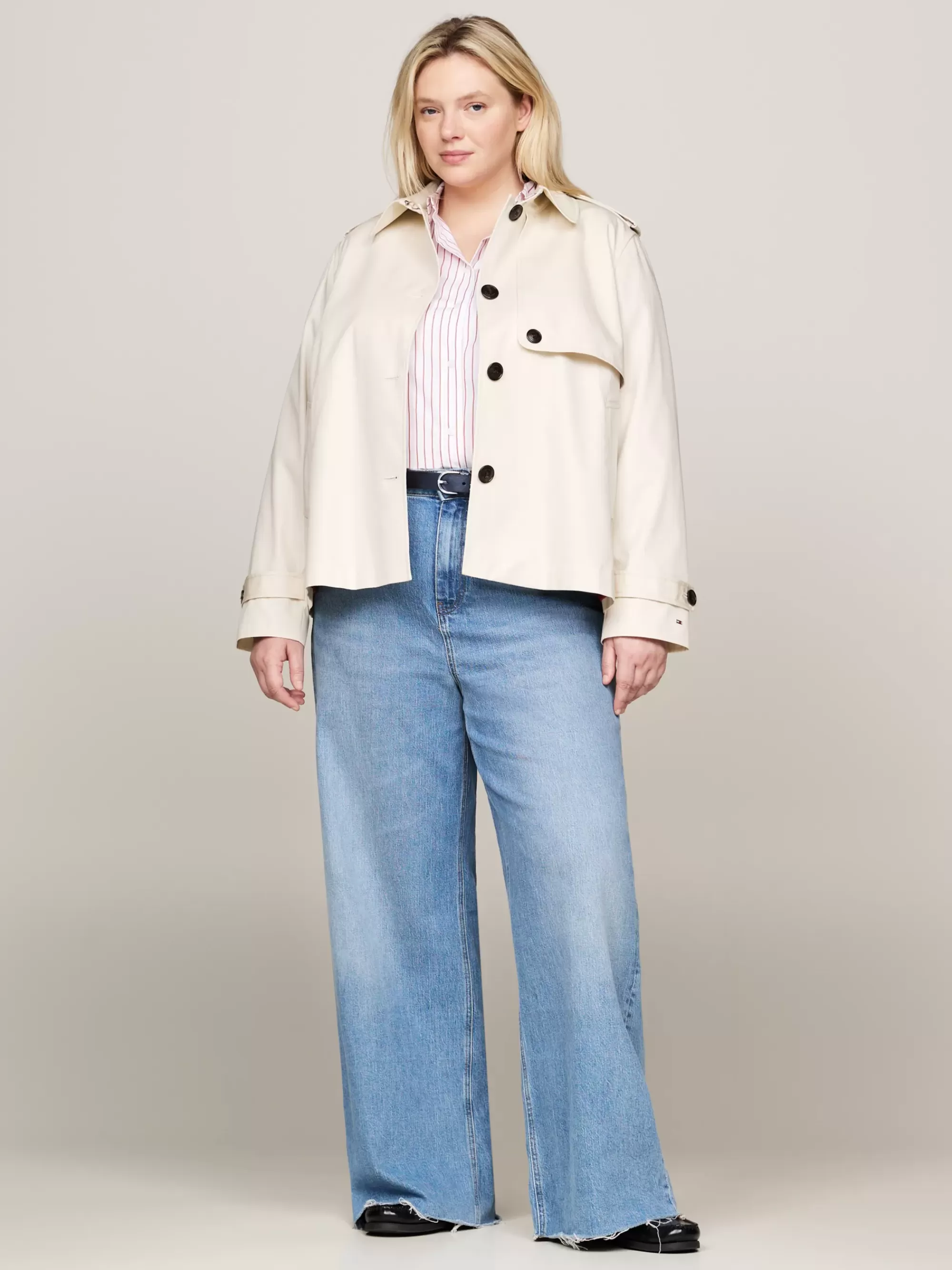 Curve Mode & Inclusieve Maten | Jassen & Jacks*Tommy Hilfiger Curve Korte Single-breasted Trenchcoat DESERT SAND DUNE