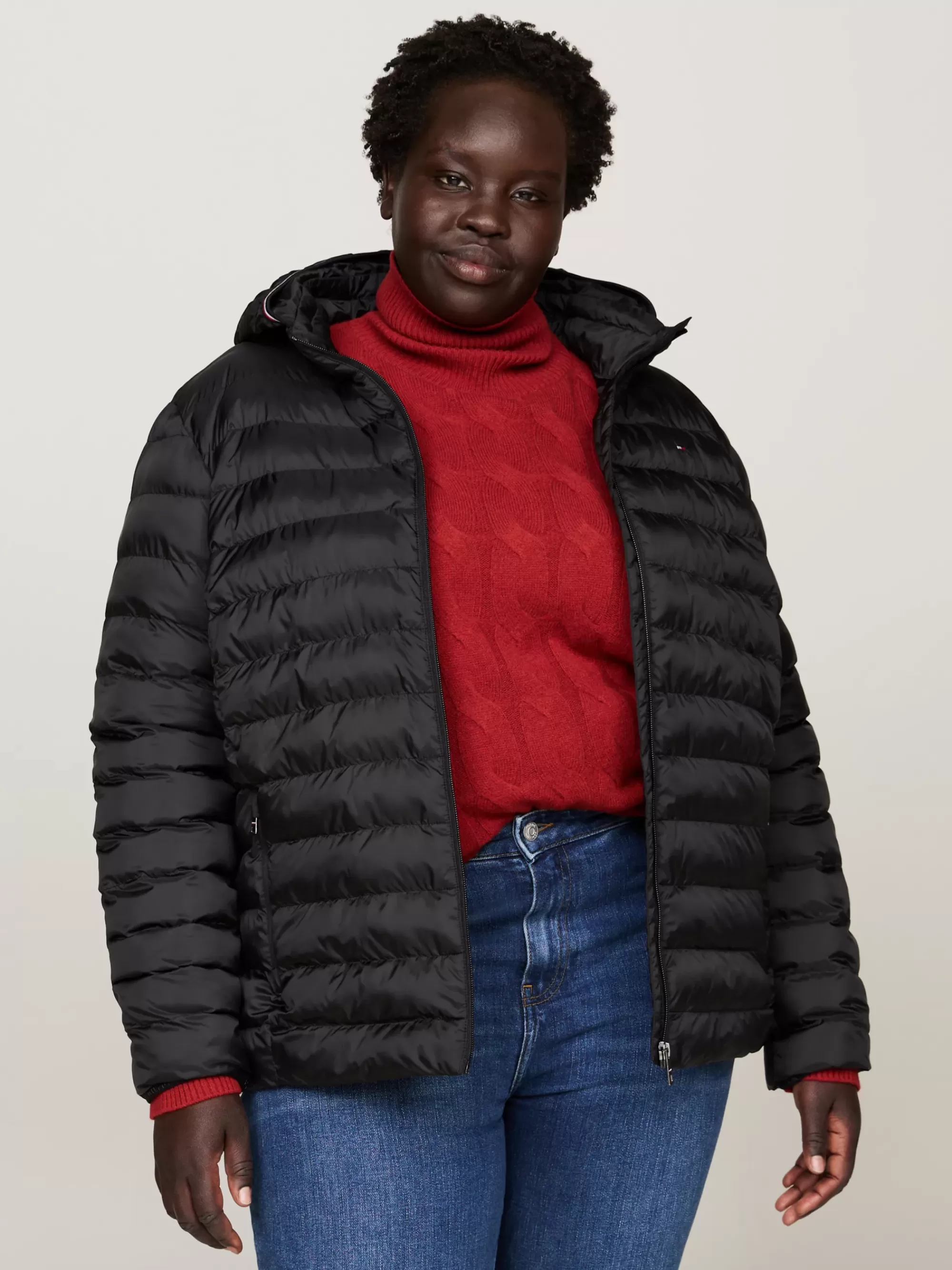 Jassen & Jacks*Tommy Hilfiger Curve Lichtgewicht Gewatteerd Jack BLACK