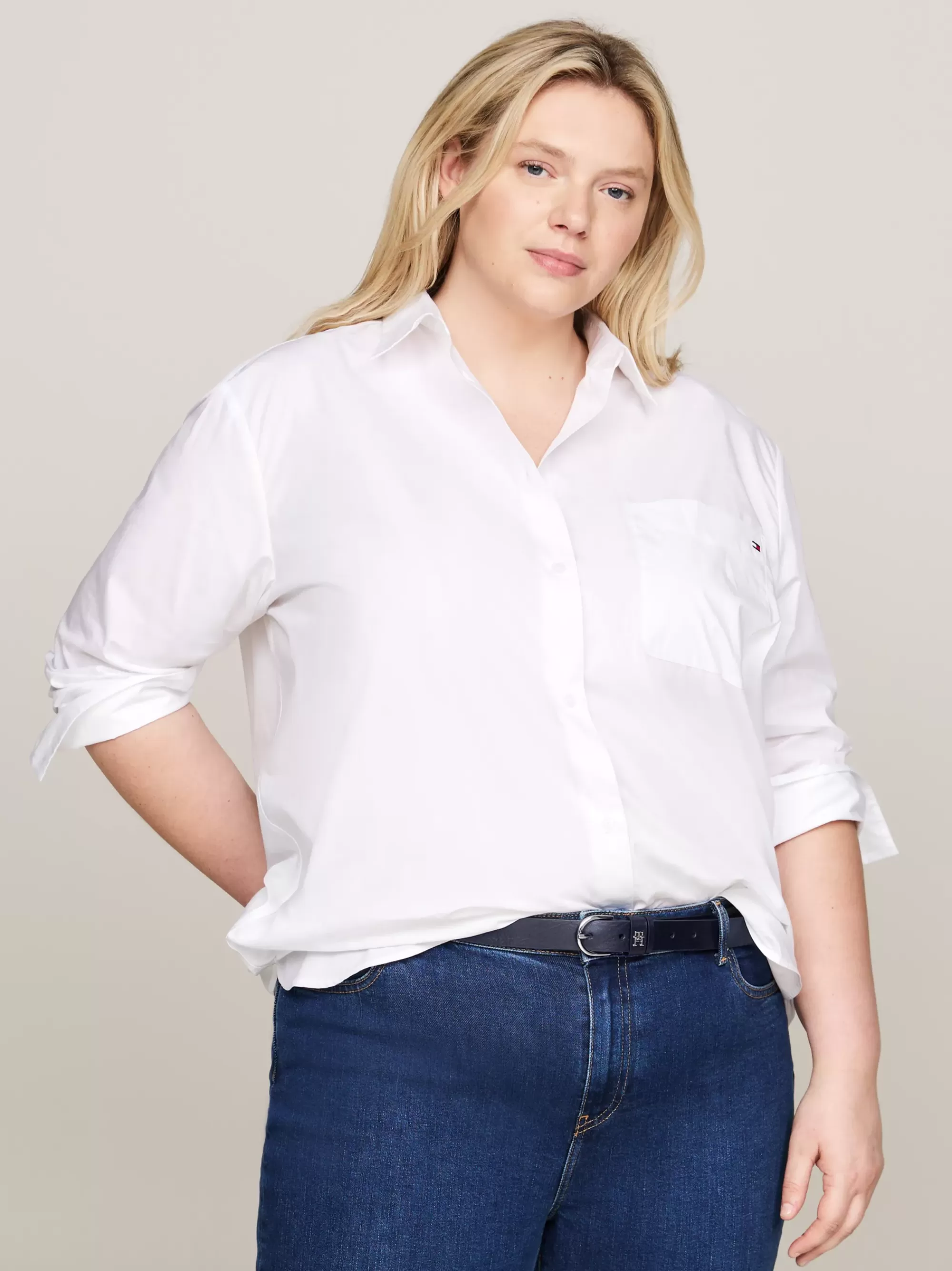 Blouses & Overhemden*Tommy Hilfiger Curve Oversized Overhemd TH OPTIC WHITE