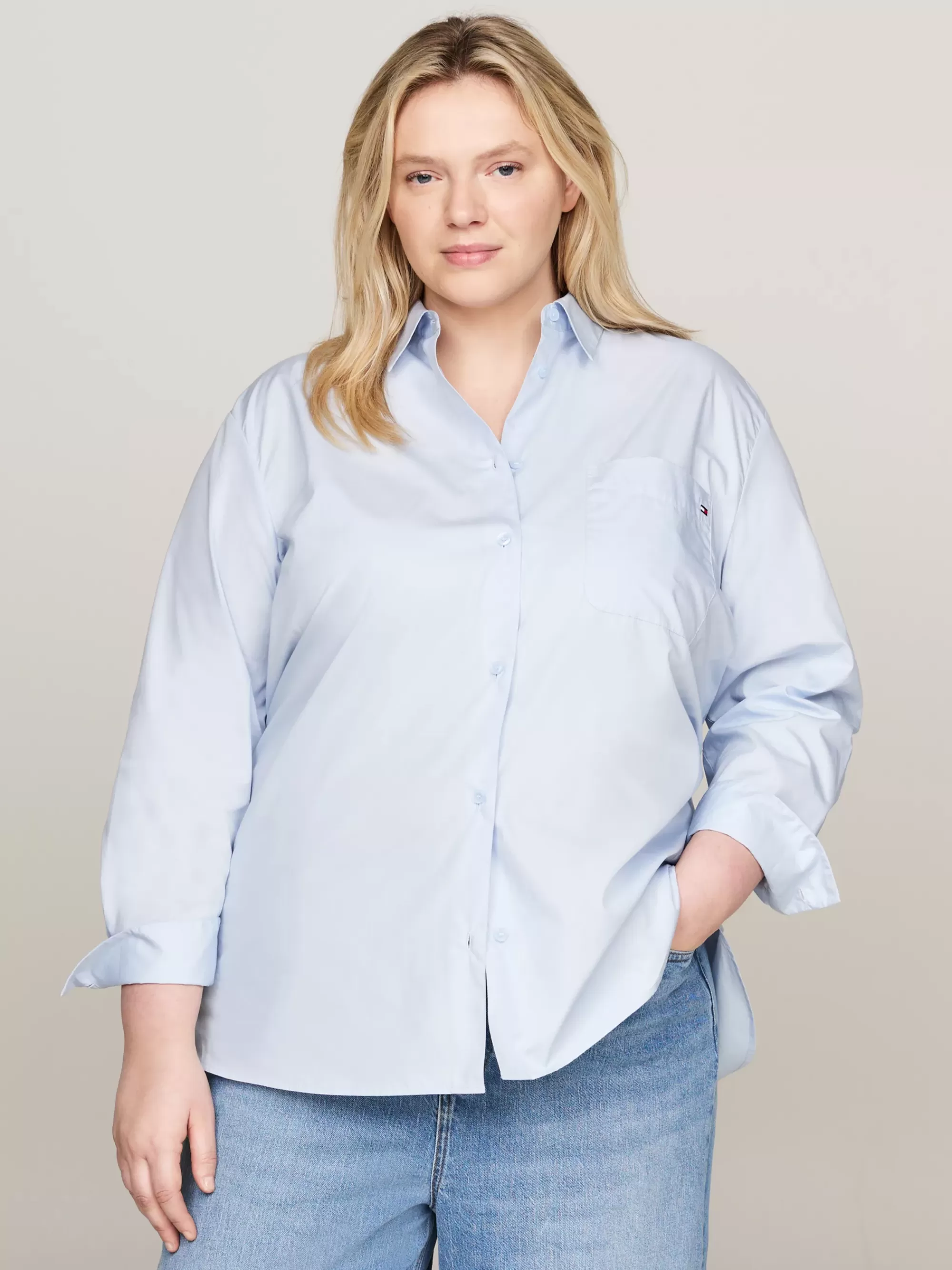 Blouses & Overhemden*Tommy Hilfiger Curve Oversized Overhemd BREEZY BLUE
