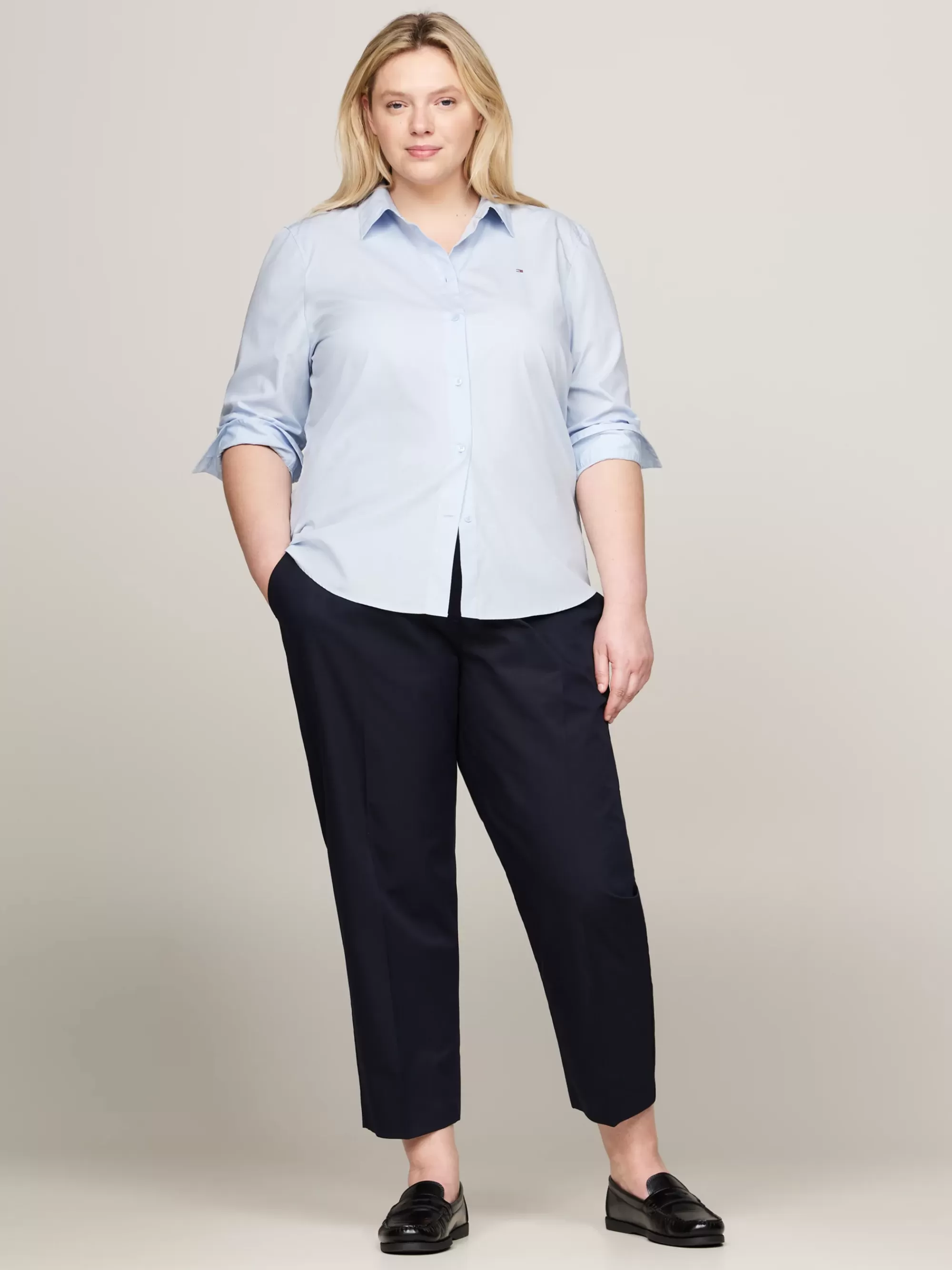 Curve Mode & Inclusieve Maten | Blouses & Overhemden*Tommy Hilfiger Curve Regular Fit Overhemd Van Poplin BREEZY BLUE