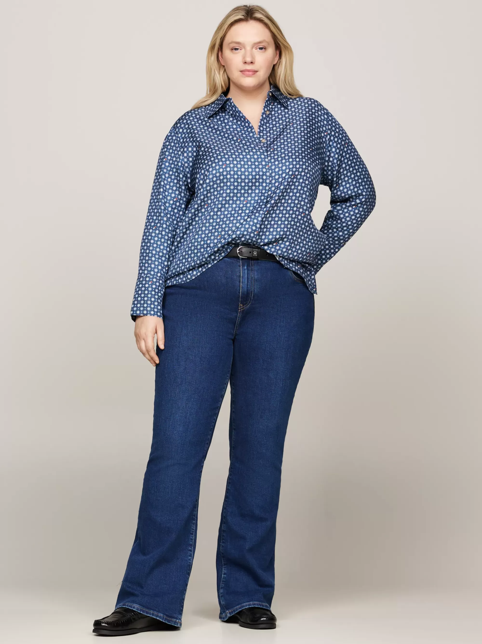 Co-Ords | Curve Mode & Inclusieve Maten*Tommy Hilfiger Curve Regular Overhemd Met Foulard-vlagprint HERITAGE FOULARD/ FOSSIL BLUE