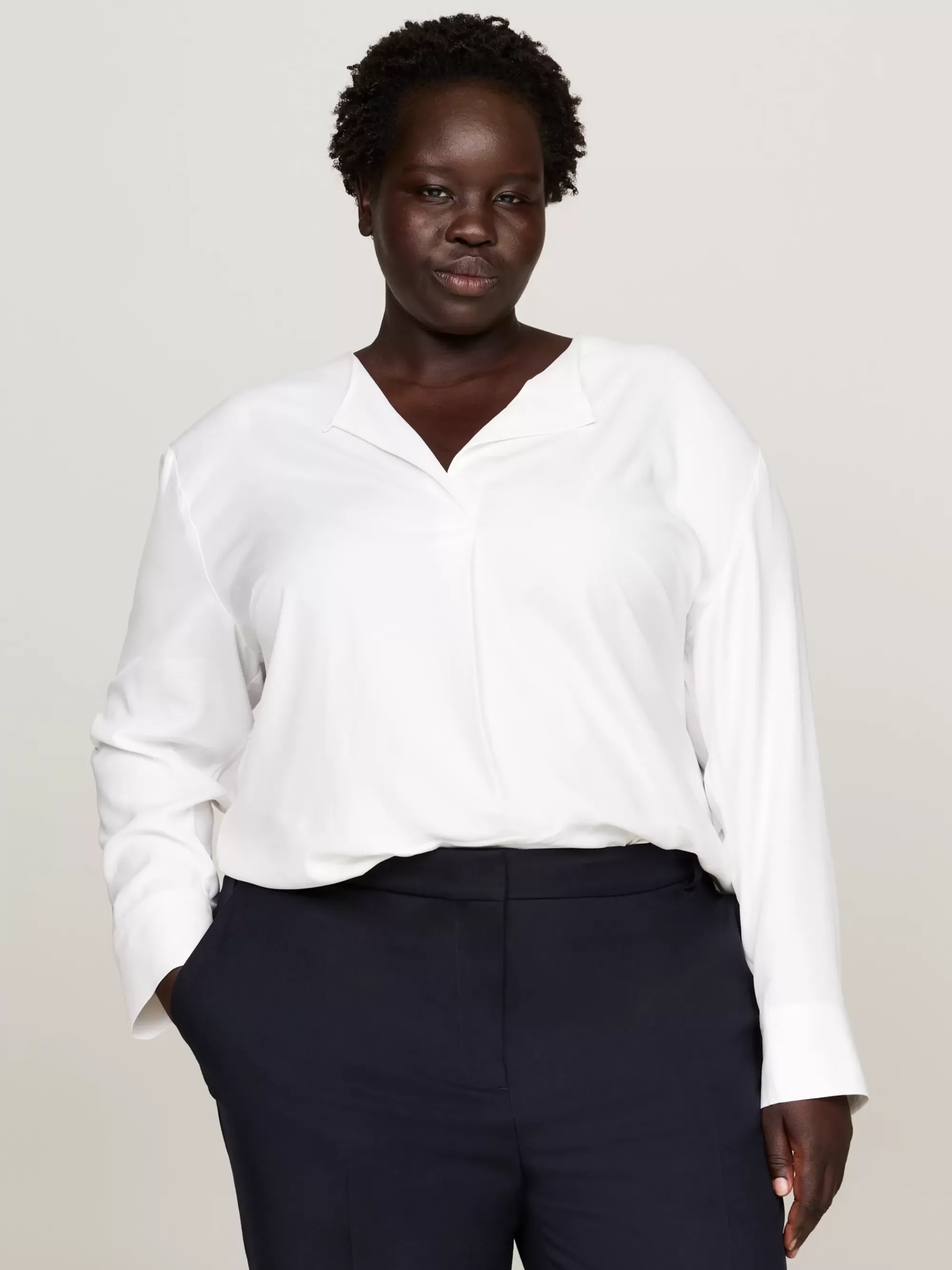 Blouses & Overhemden*Tommy Hilfiger Curve Relaxed Blouse Met Reliëfknoop ANCIENT WHITE
