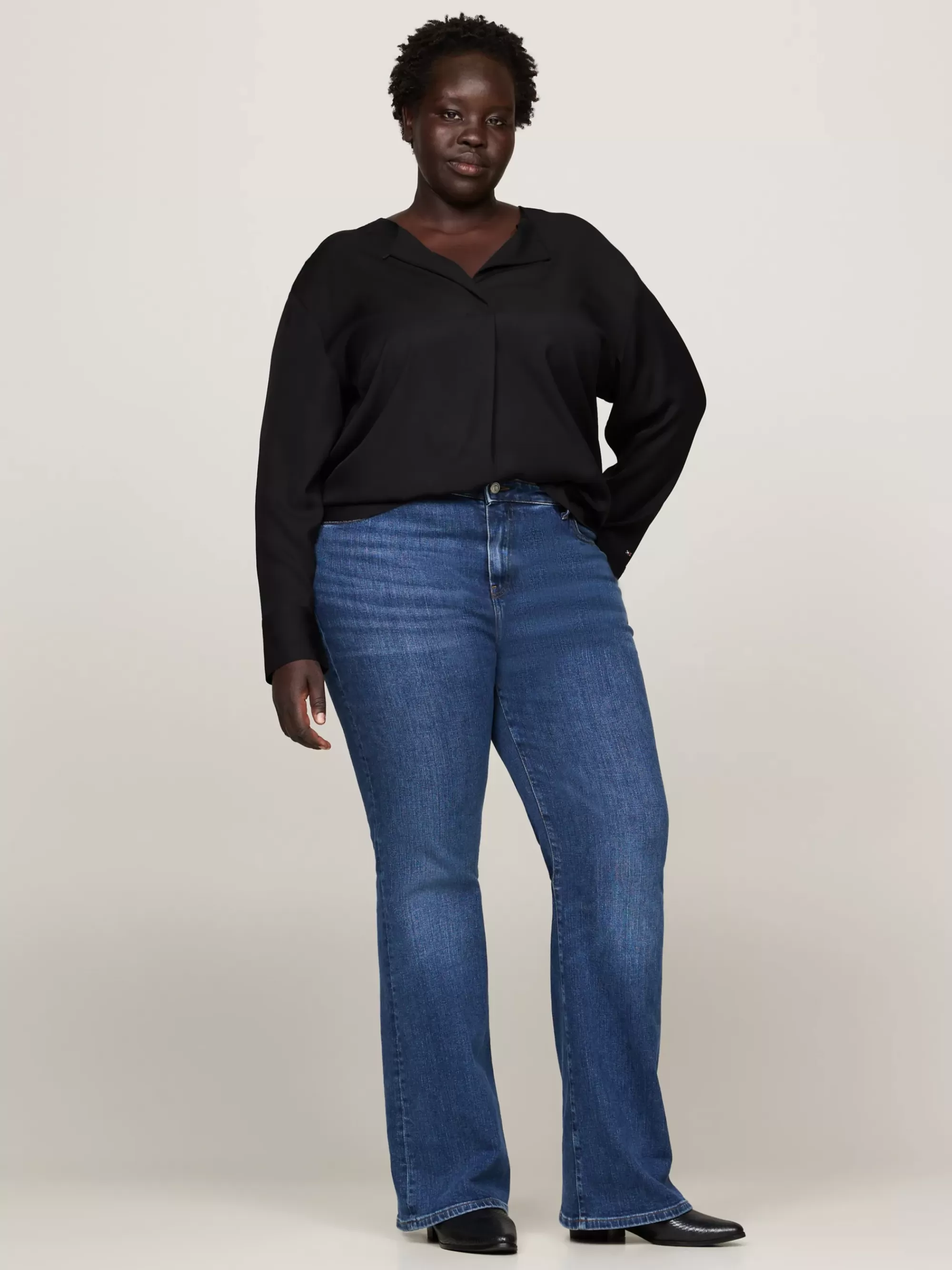 Blouses & Overhemden*Tommy Hilfiger Curve Relaxed Blouse Met Reliëfknoop BLACK