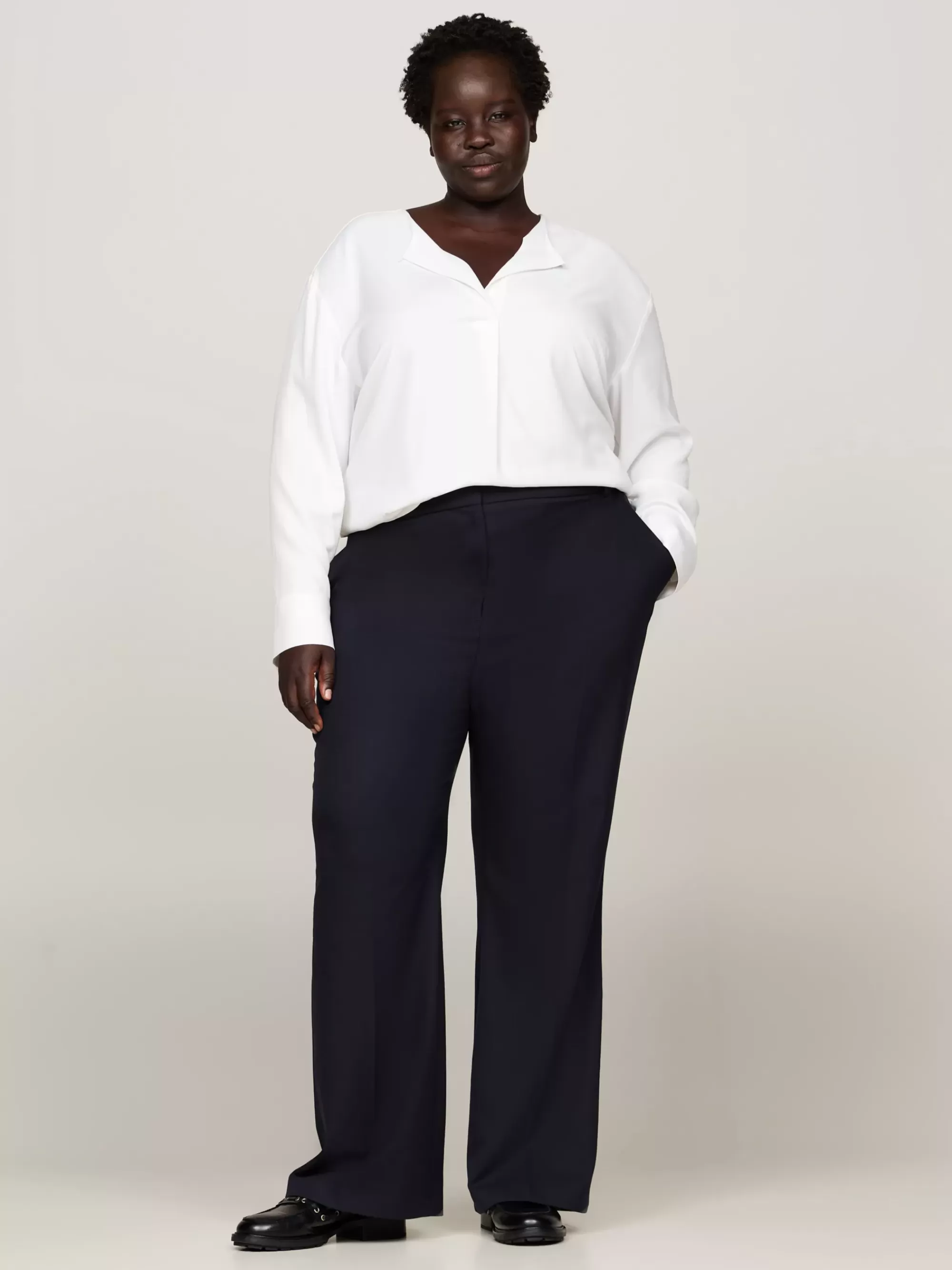 Blouses & Overhemden*Tommy Hilfiger Curve Relaxed Blouse Met Reliëfknoop ANCIENT WHITE