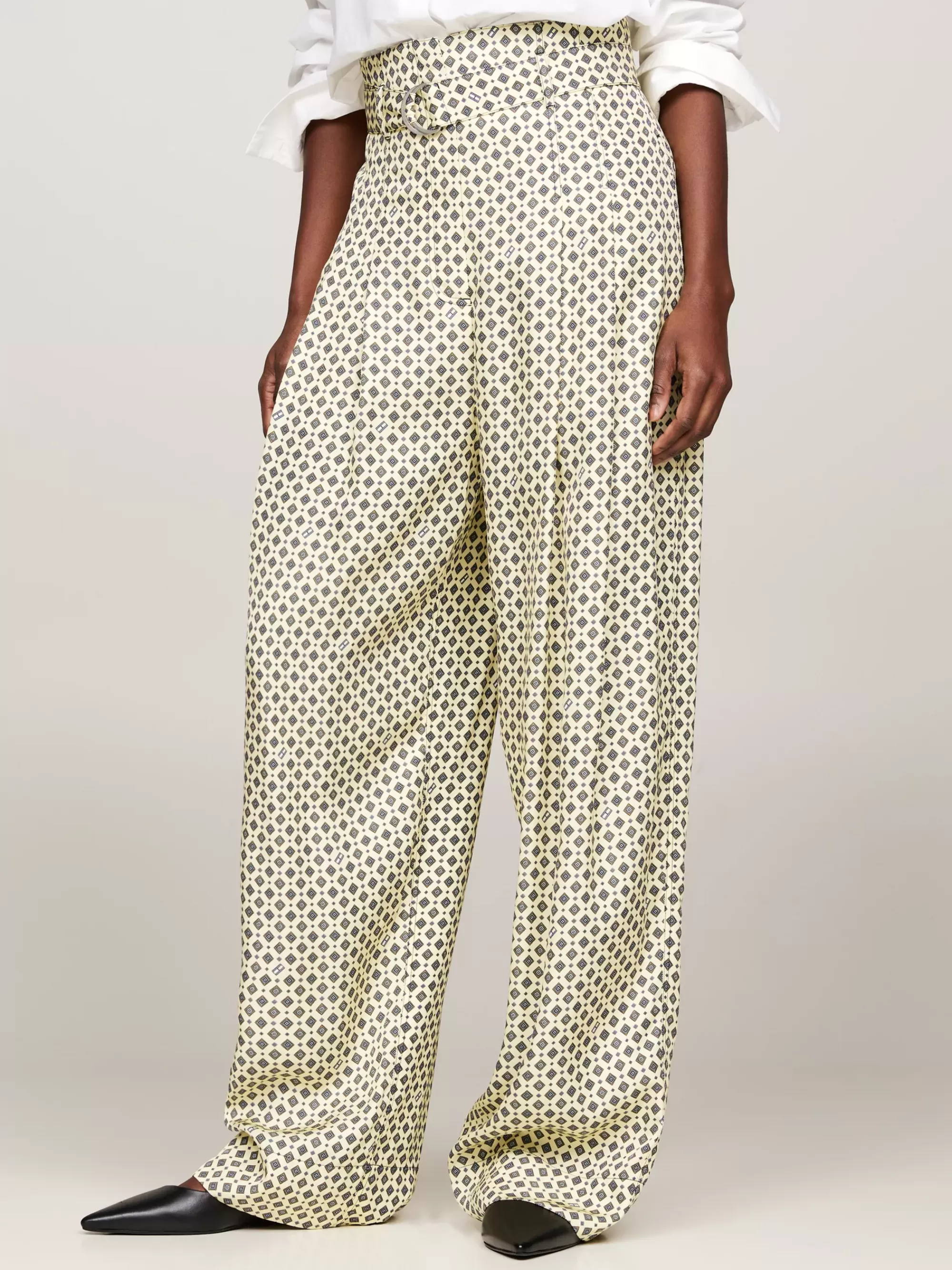 Co-Ords | Broeken*Tommy Hilfiger Curve Relaxed Broek Met Ceintuur En Vlagprint HERITAGE FOULARD/ LEMON ZEST