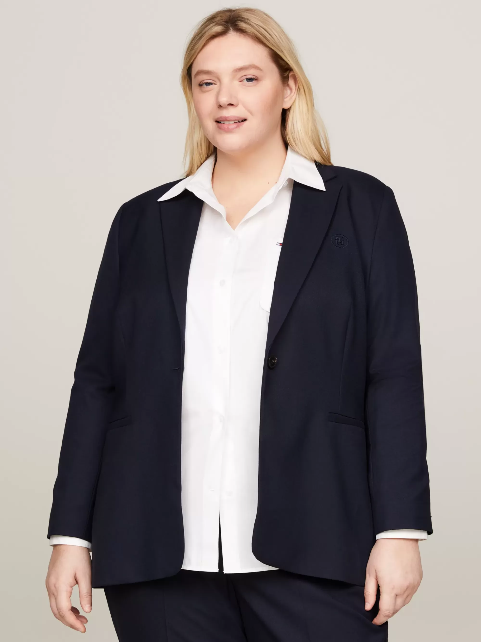 Co-Ords | Curve Mode & Inclusieve Maten*Tommy Hilfiger Curve Single-breasted Regular Fit Blazer DESERT SKY