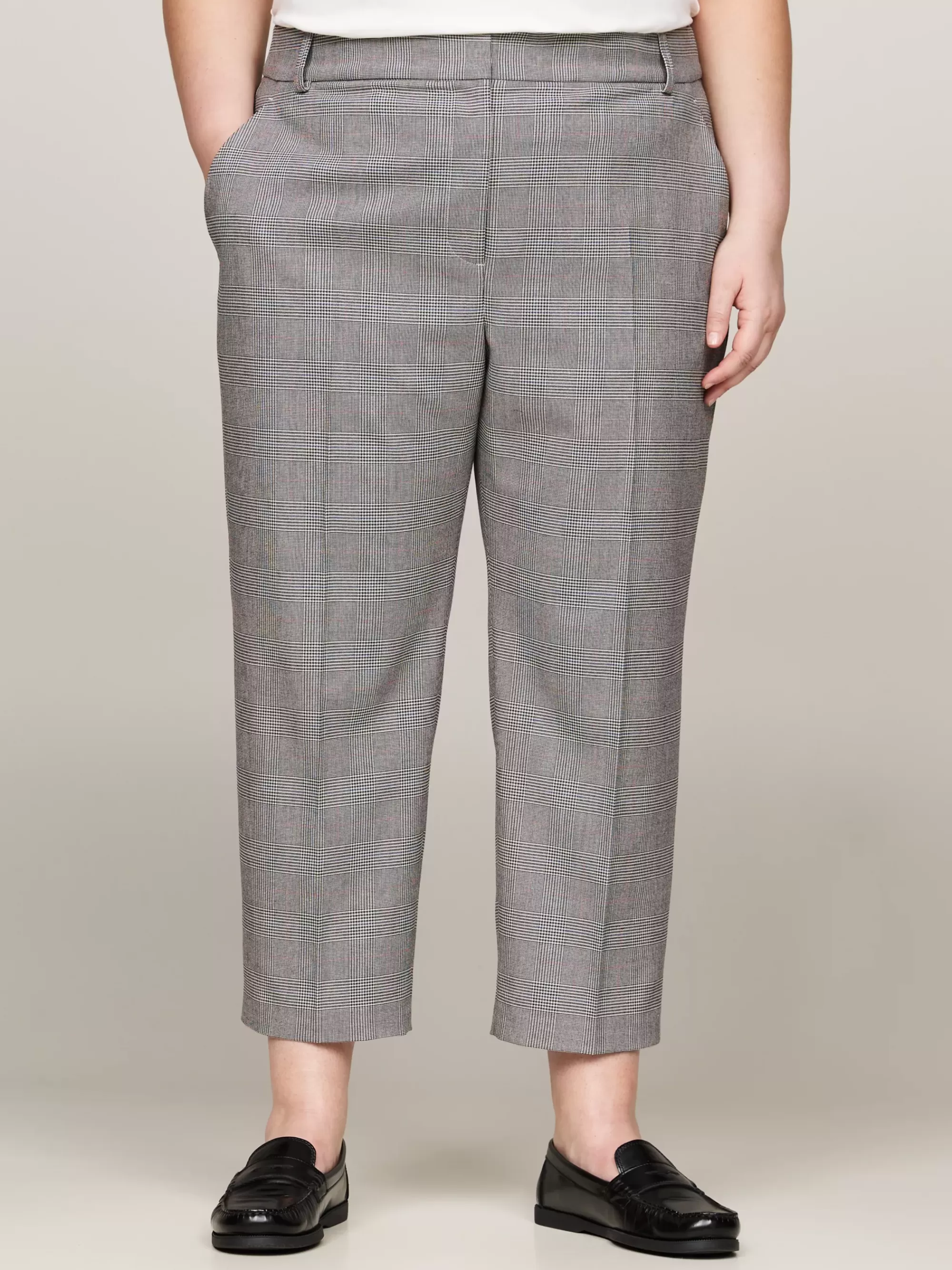 Co-Ords | Curve Mode & Inclusieve Maten*Tommy Hilfiger Curve Slim Straight Broek Met Ruit GLOBAL STP CHECK/ S/ TEXTURE H GREY