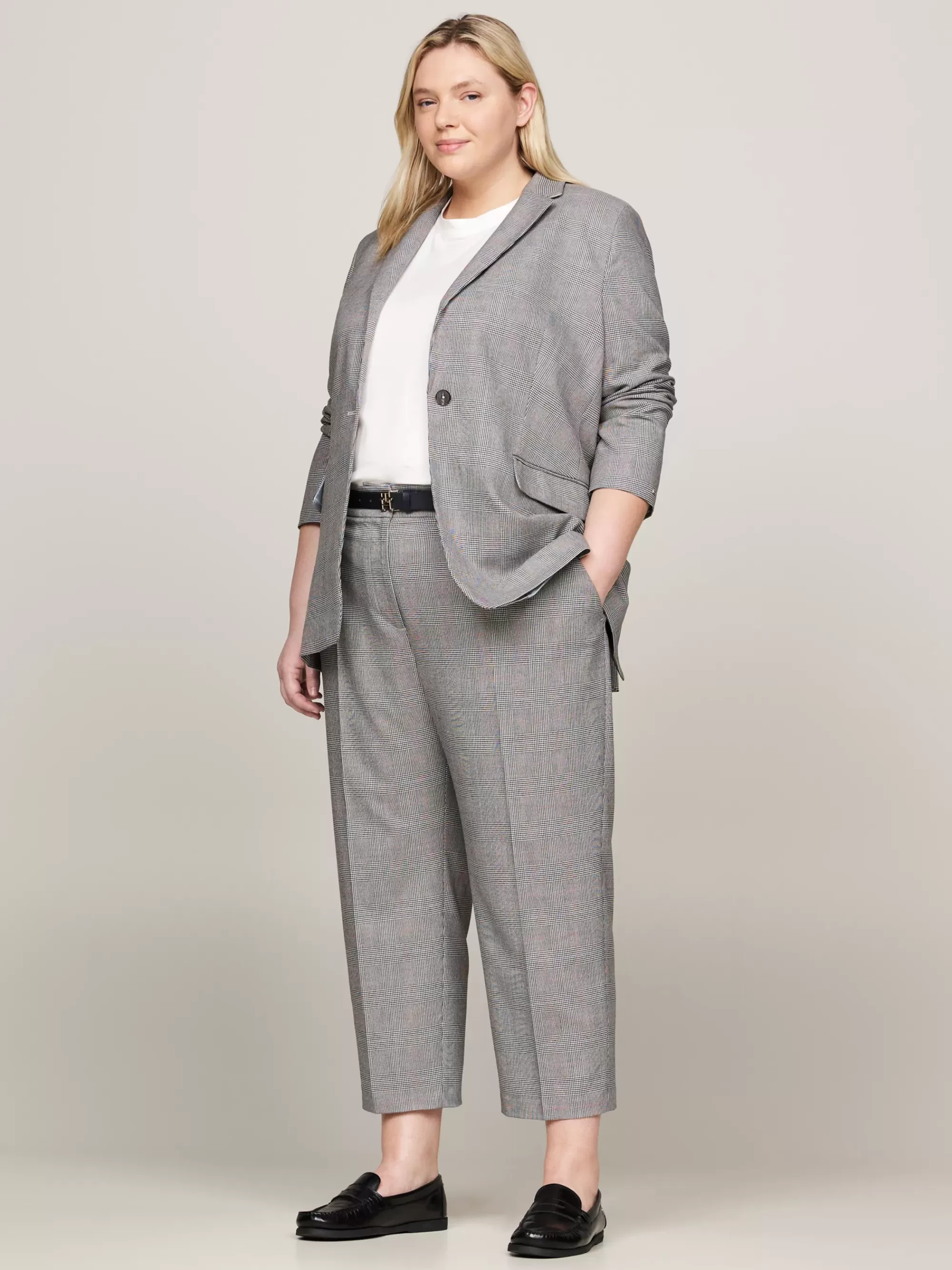 Co-Ords | Curve Mode & Inclusieve Maten*Tommy Hilfiger Curve Slim Straight Broek Met Ruit GLOBAL STP CHECK/ S/ TEXTURE H GREY